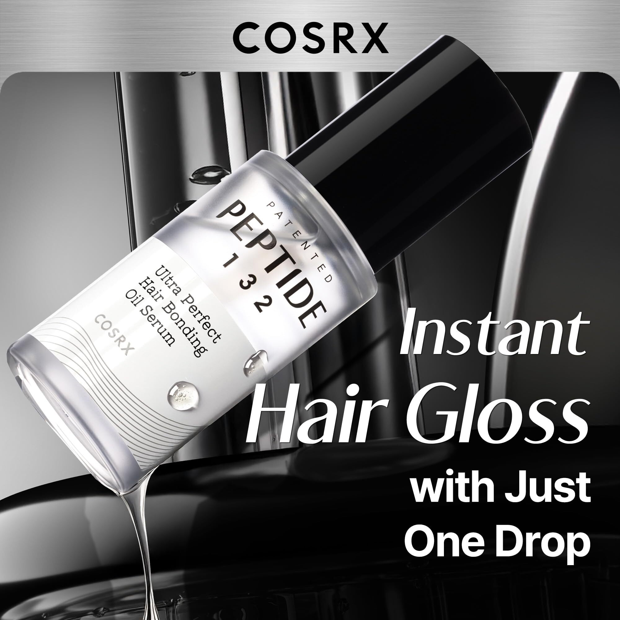 Cosrx Peptide 132 Hair Bonding Oil Serum, Travel Size Keratin Treatment For Frizzy, Damaged, Dry Hair - Repairs Split Ends, Adds Hair Gloss With Argan & Jojoba Oils - For All Hair Types - 0.94 Fl Oz