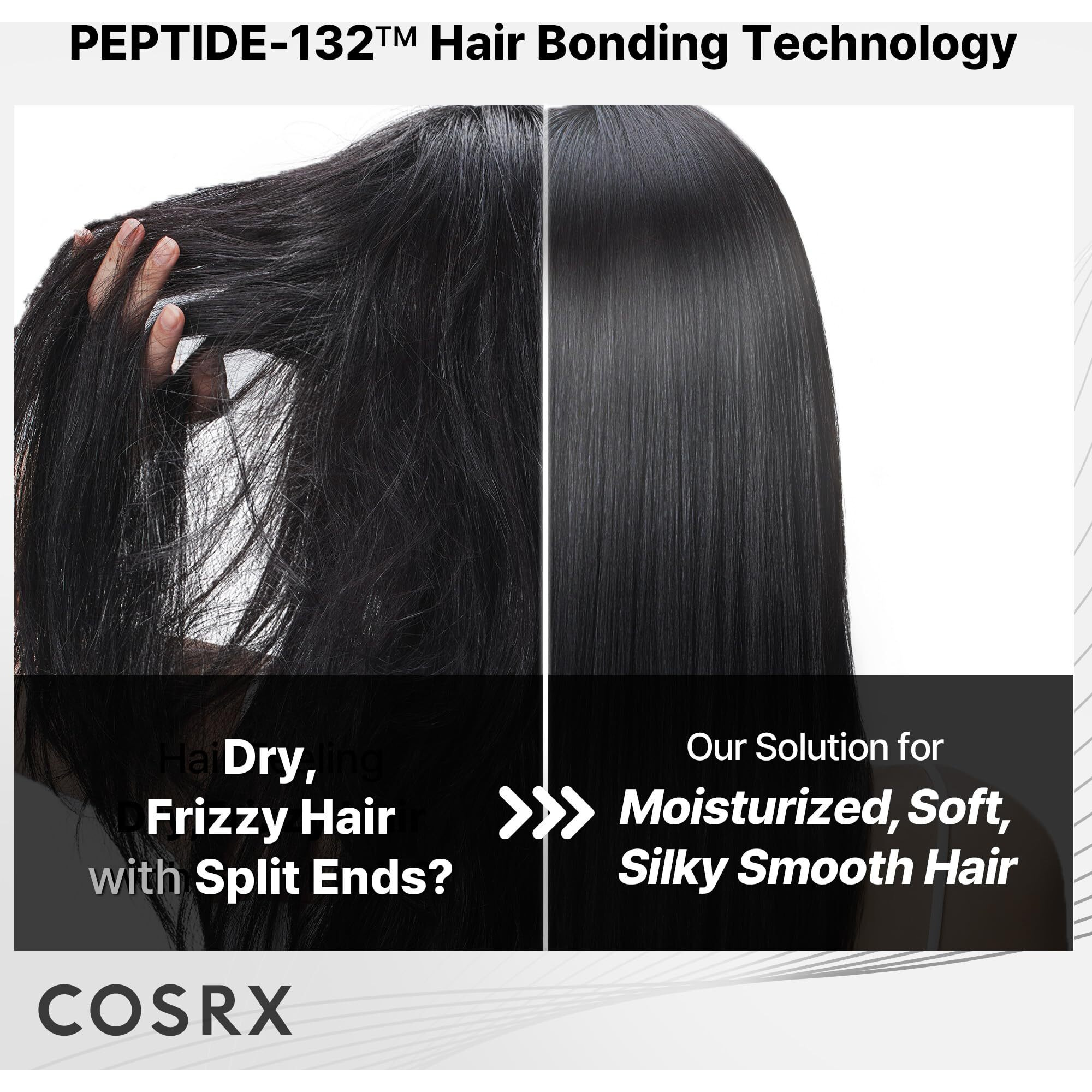 Cosrx Peptide 132 Hair Bonding Oil Serum, Travel Size Keratin Treatment For Frizzy, Damaged, Dry Hair - Repairs Split Ends, Adds Hair Gloss With Argan & Jojoba Oils - For All Hair Types - 0.94 Fl Oz