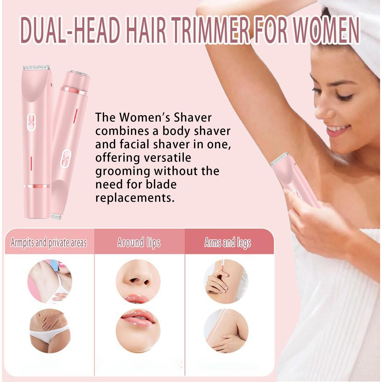 Momoliya Electric Bikini Trimmer For Women, Dual-Head Shaver Women, Comfort 2-In-1 Electric Lady Shaver, Usb Charge Waterproof Painless Razors For Bikini Underarm Leg Arm Body Face (Purple)