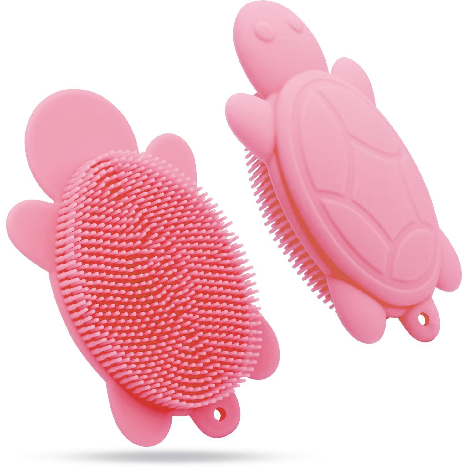 Jsyutyuz Soft And Gentle Silicone Body Scrubber, Pure Silicone Turtle Shaped Shower Brush Easy To Clean Exfoliating Bath Brush Suitable For Boys And Girls(Pink)