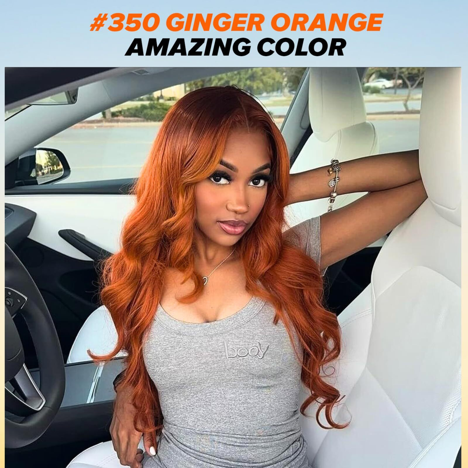 Alher 350 Ginger Bundles Human Hair Body Wave Sew In Weave Wavy 3 Bundles For Black Women 10A 100% Brazilian Remy Hair Soft Thick Copper Orange Color 14 16 18 Inch