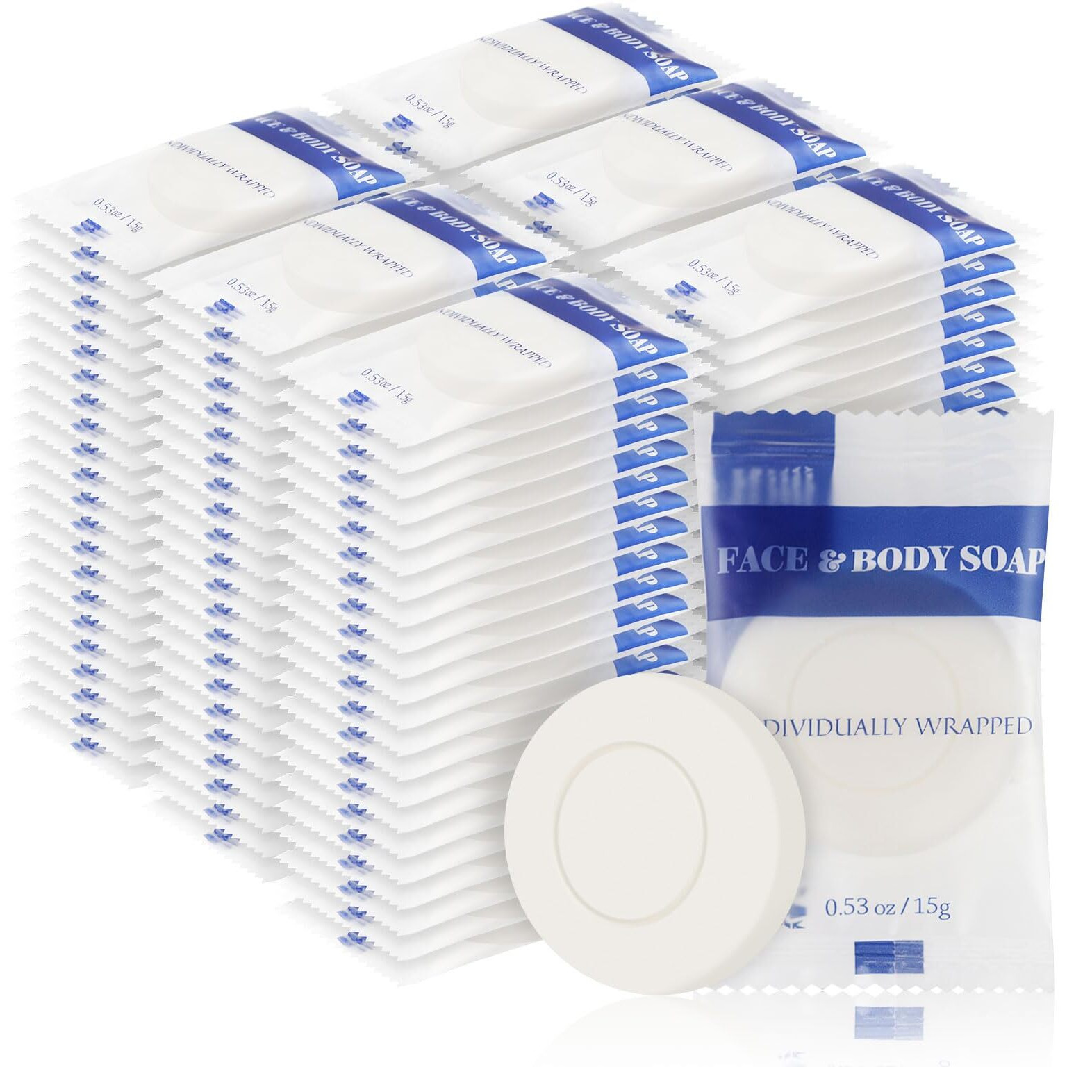 Travel Size Bar Soap In Bulk, Individually Wrapped Disposable Mini Soap For Hand Face & Body Mini Toiletries Amenities Kit Hotel, Shelter/Homeless/Nursing Home/Charity/Motel/Guest 0.53 Oz (120 Pack)