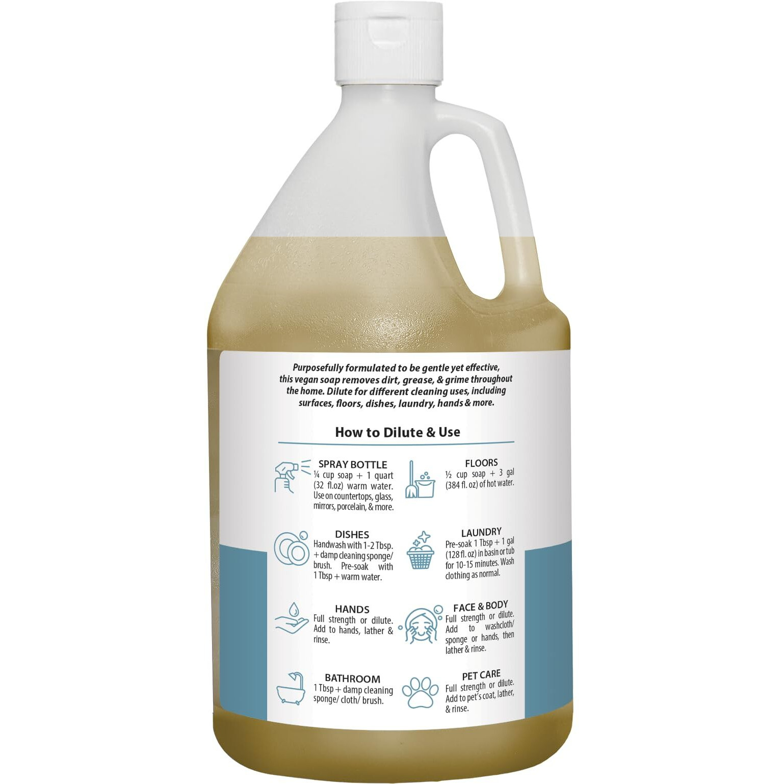Harris Multi-Purpose Pure Castile Soap, Made With Olive, Coconut, And Pine Tree Oil, Uses For Face, Body, Hand, Hair, Home, Dishes, And Laundry, Unscented, 64 Fl Oz