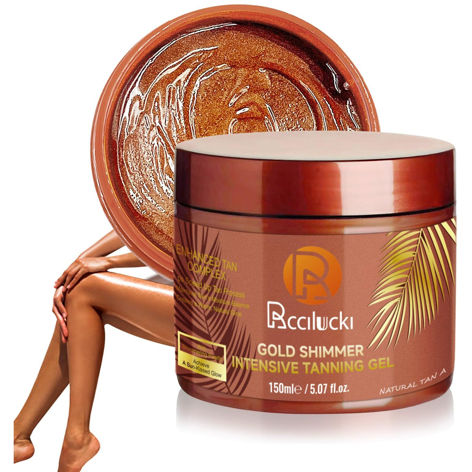 Golden Shimmer Tanning Gel-Browning Tan Accelerator-Hydrating Bronze Enhancer With Carrot & Coconut | Tanning Cream For Sun/Tanning Bed Use (5 Fl Oz)