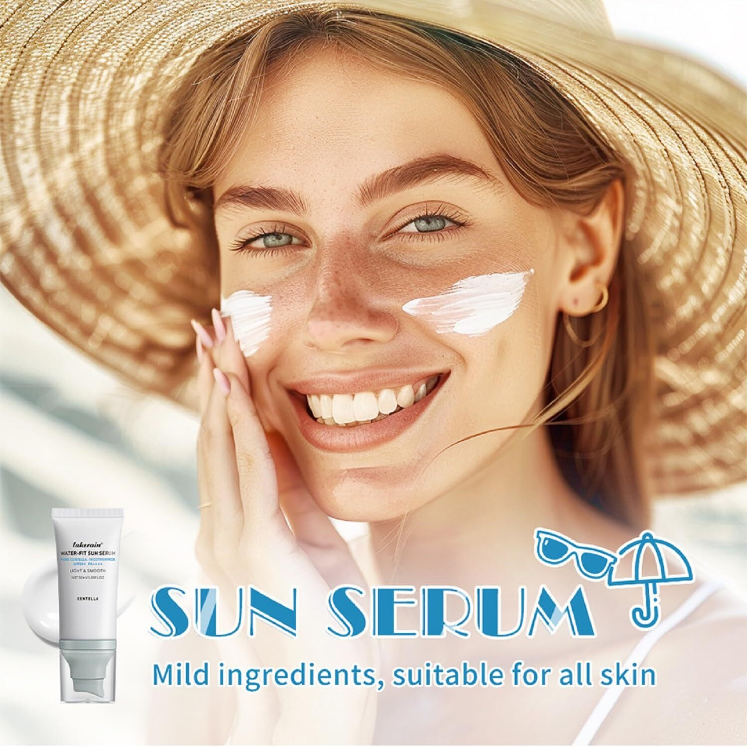 2Pcs Centella Sunscreen Spf 50, Hyalu Cica Water-Fit Sun Serum,Face Sun Screen Hydrating Non Greasy,Long-Lasting Protection For Girl Skincare.