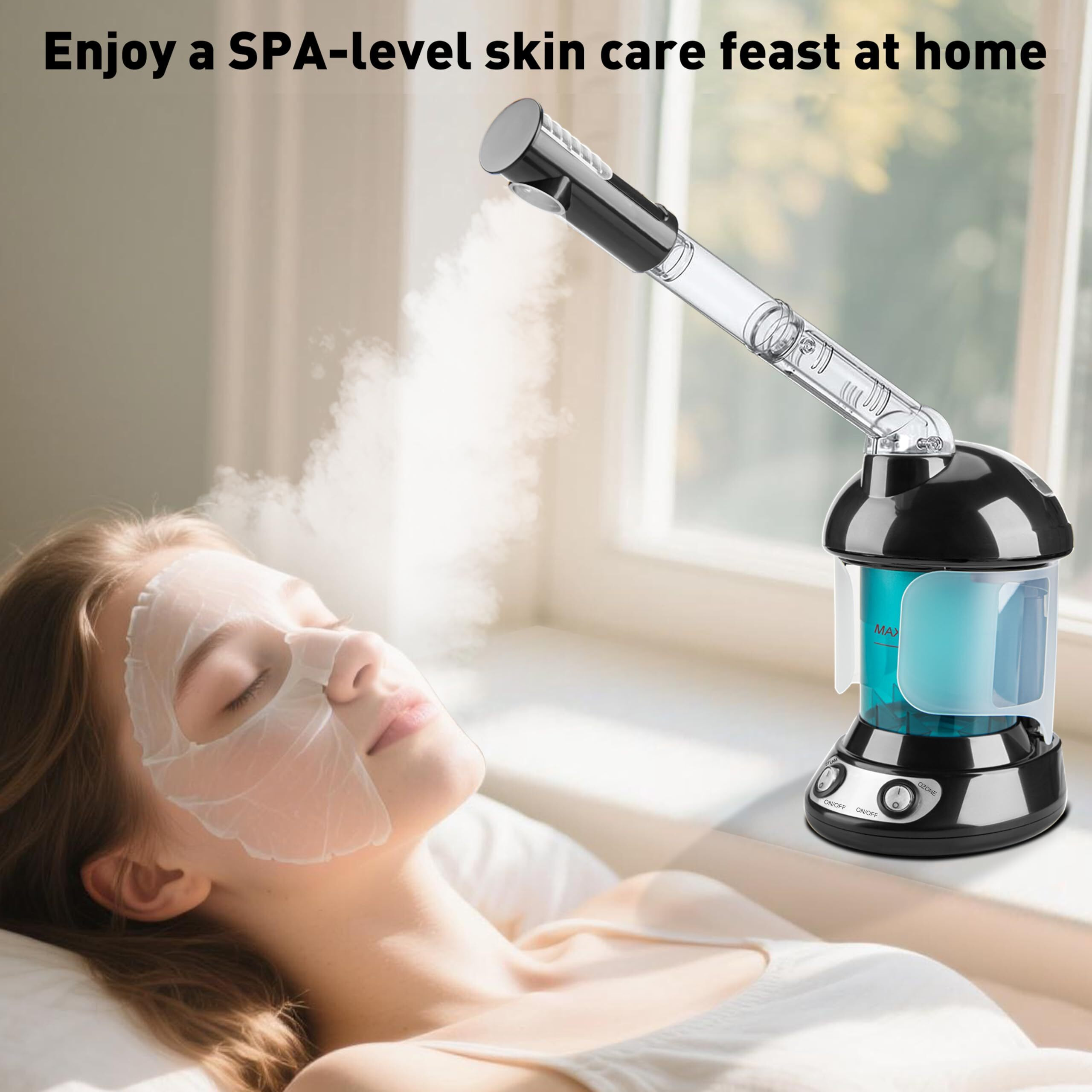 Kinlito 2-In-1 Hair And Face Steamer, Hair Steamer Humidifier For Deep Conditioning & Facial Steamer For Deep Cleaning, Tabletop Steamer With Uv Ozone For Personal Care Use Home Spa Salon