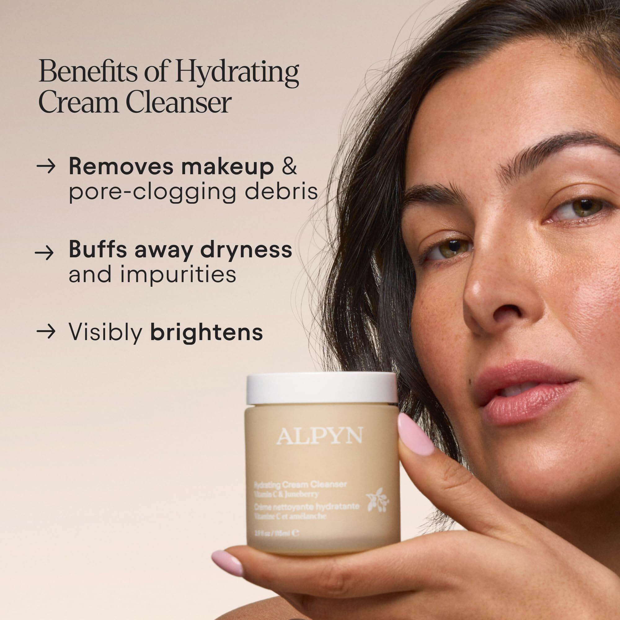 Alpyn Hydrating Cold Cream Cleanser With Vitamin C & Juneberry | Removes Dirt, Oil & Makeup | Exfoliates Dryness For Soft & Smooth Skin | 3.9 Oz / 115 Ml