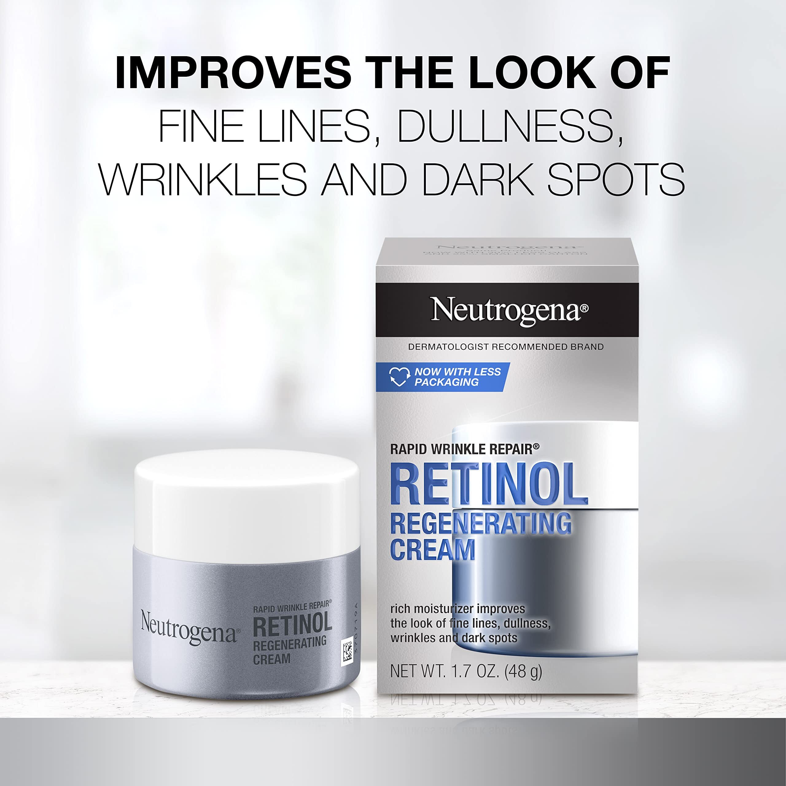 Neutrogena Rapid Wrinkle Repair Retinol Face Moisturizer, Anti-Aging Face Cream With Retinol & Hyaluronic Acid, 1.7 Oz + Trial Size Hydro Boost Facial Cleanser, 0.5 Fl. Oz