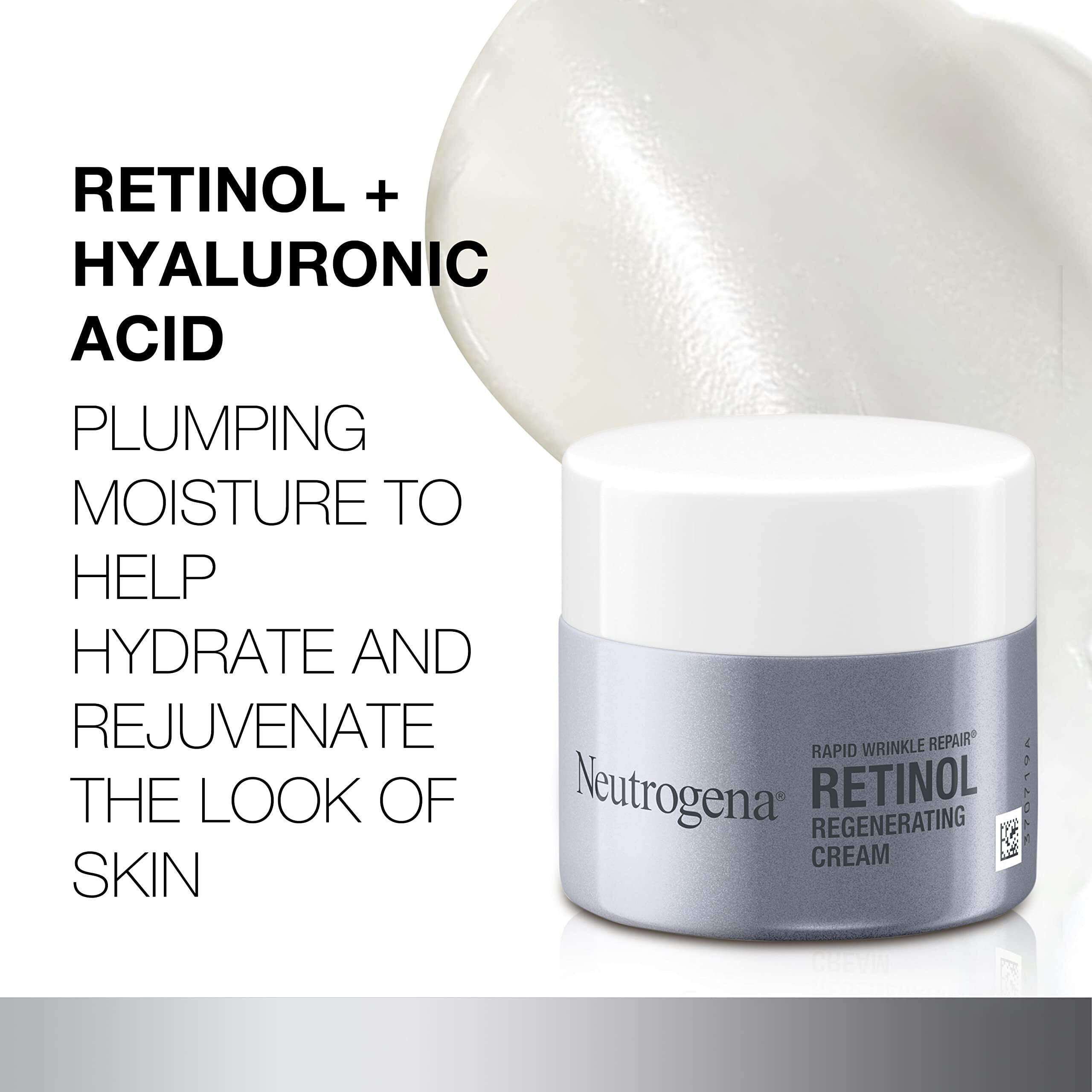 Neutrogena Rapid Wrinkle Repair Retinol Face Moisturizer, Anti-Aging Face Cream With Retinol & Hyaluronic Acid, 1.7 Oz + Trial Size Hydro Boost Facial Cleanser, 0.5 Fl. Oz
