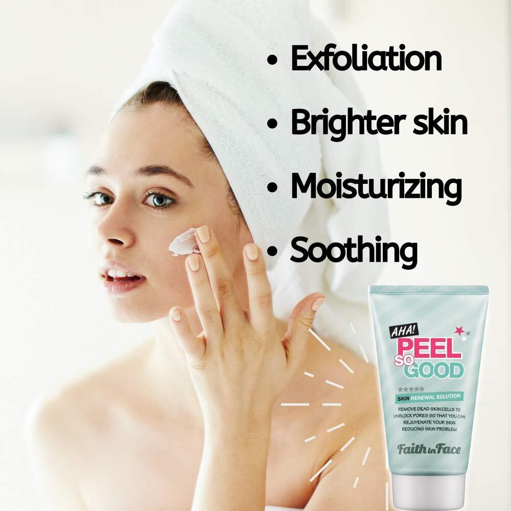 Faith In Face Aha Peel So Good Skin Renewal Peeling Gel, Deep Clean Facial Scrub Revitalize Skins Exfoliate Remove Dead Cells Dark Spot Gentle Brighten Face Korean Skincare, 4.22 Fl Oz