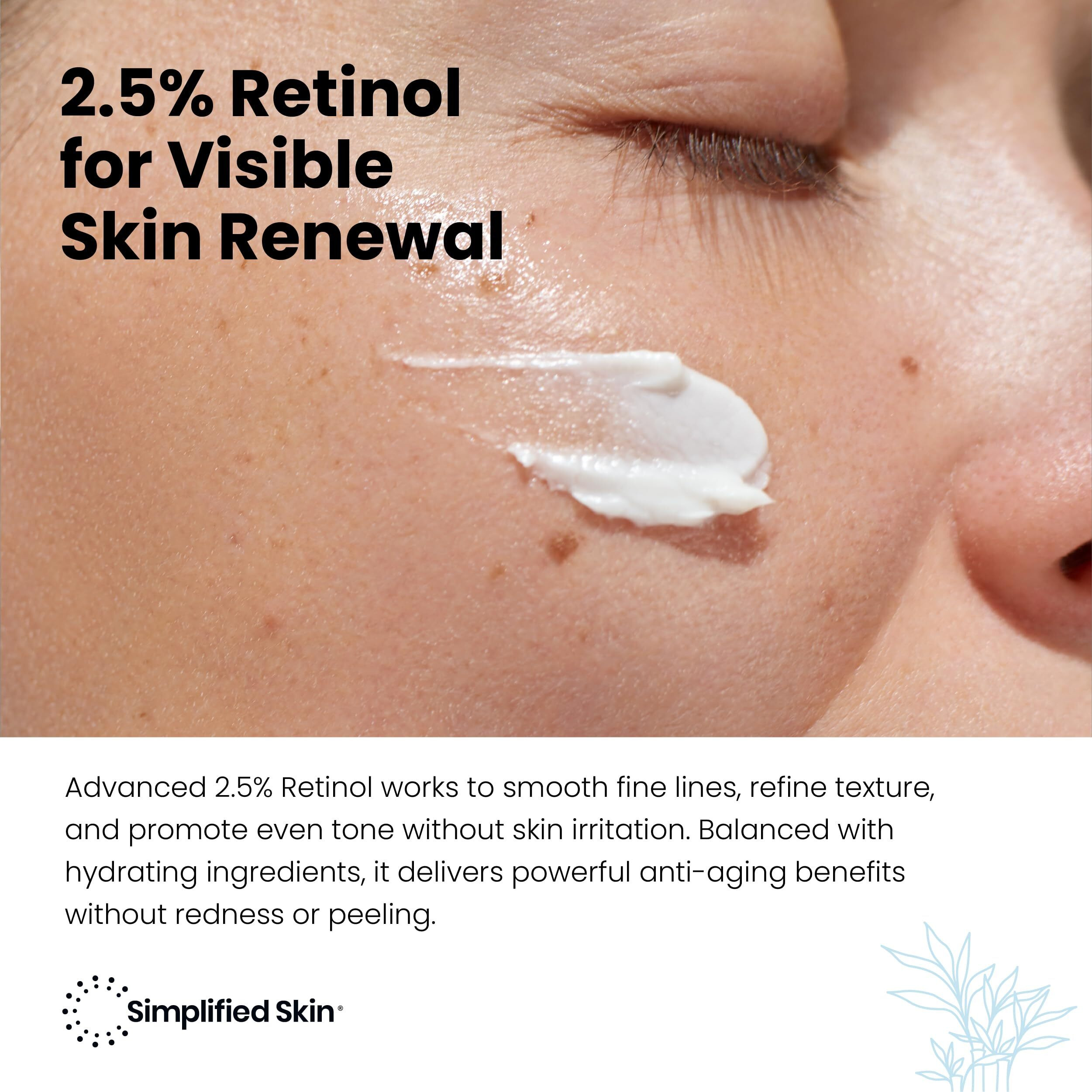 Retinol Cream For Face - 2.5% Retinol Moisturizer With Vitamin E & Hyaluronic Acid For Anti-Aging & Wrinkles - Hydrating Facial Moisturizer Cream - 1.7 Oz