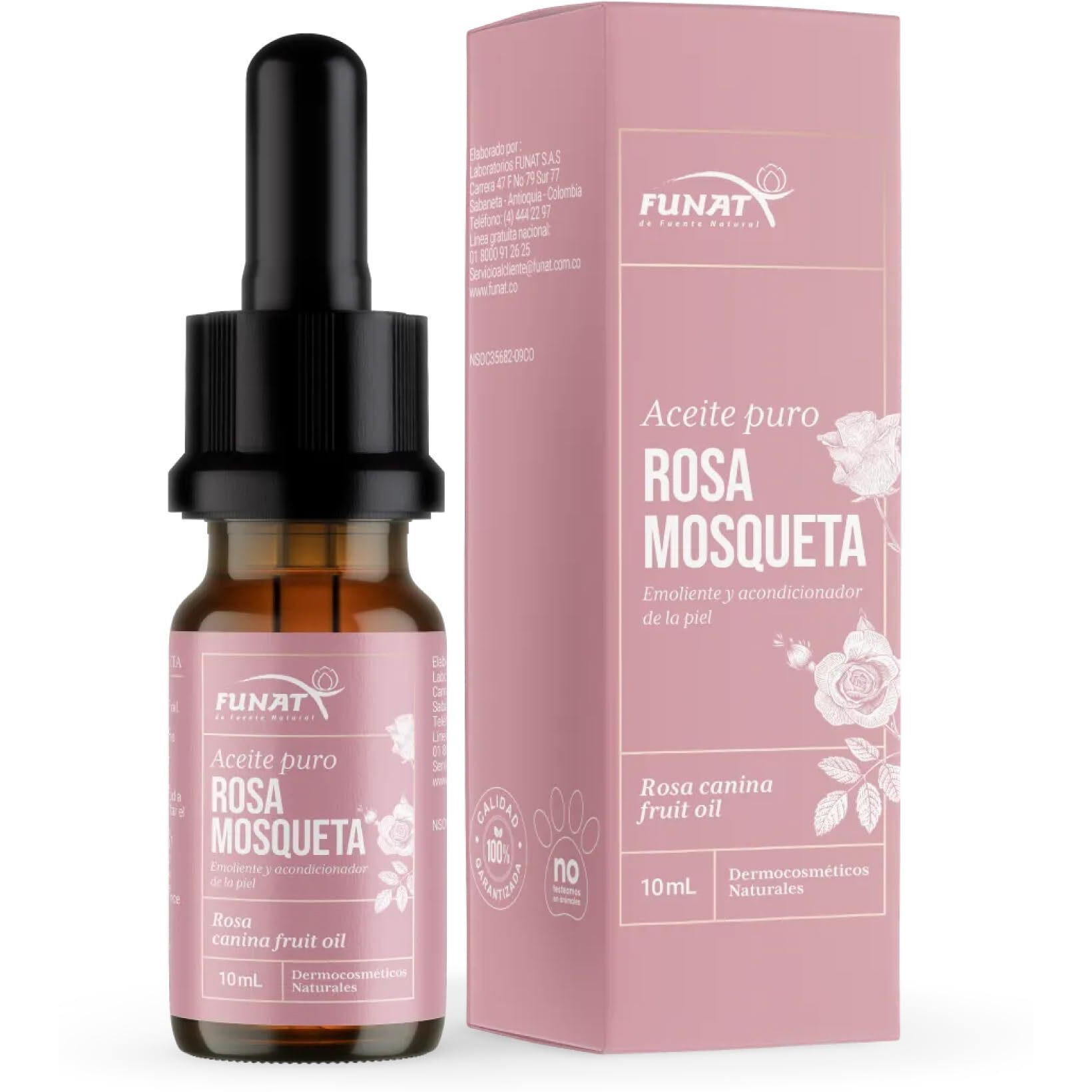 Funat 100% Pure Rosehip Oil -Facial & Skin Moisturizer - 0.3 Fl Oz | Aceite De Rosa Mosqueta Puro