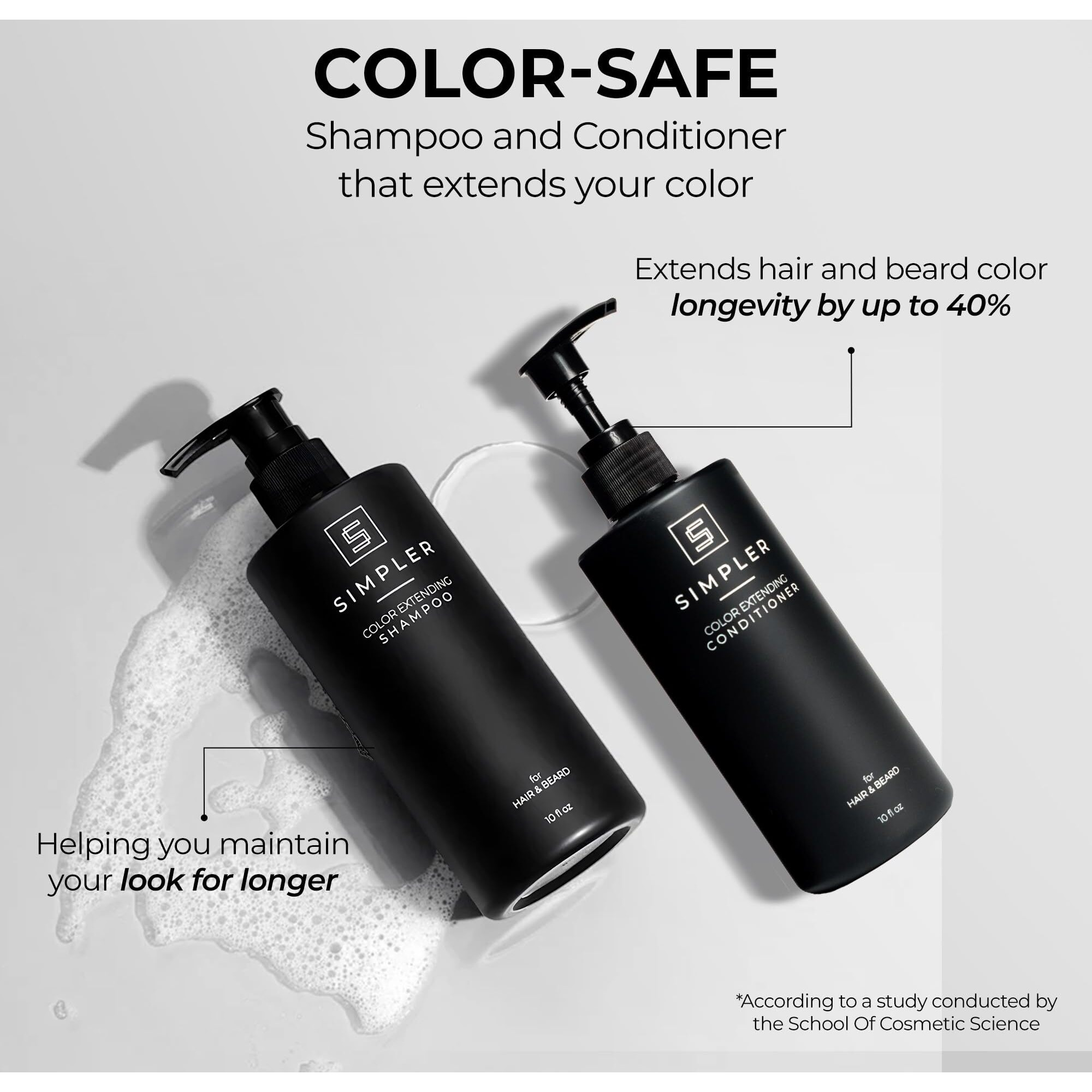 Simpler Color Protecting Shampoo And Conditioner For Men (Mountain Spice Scented) - Dye & Sulfate Free Shampoo For Color Treated Hair & Beard - Hair Cleanser W/Coconut Oil, Almond Oil & More