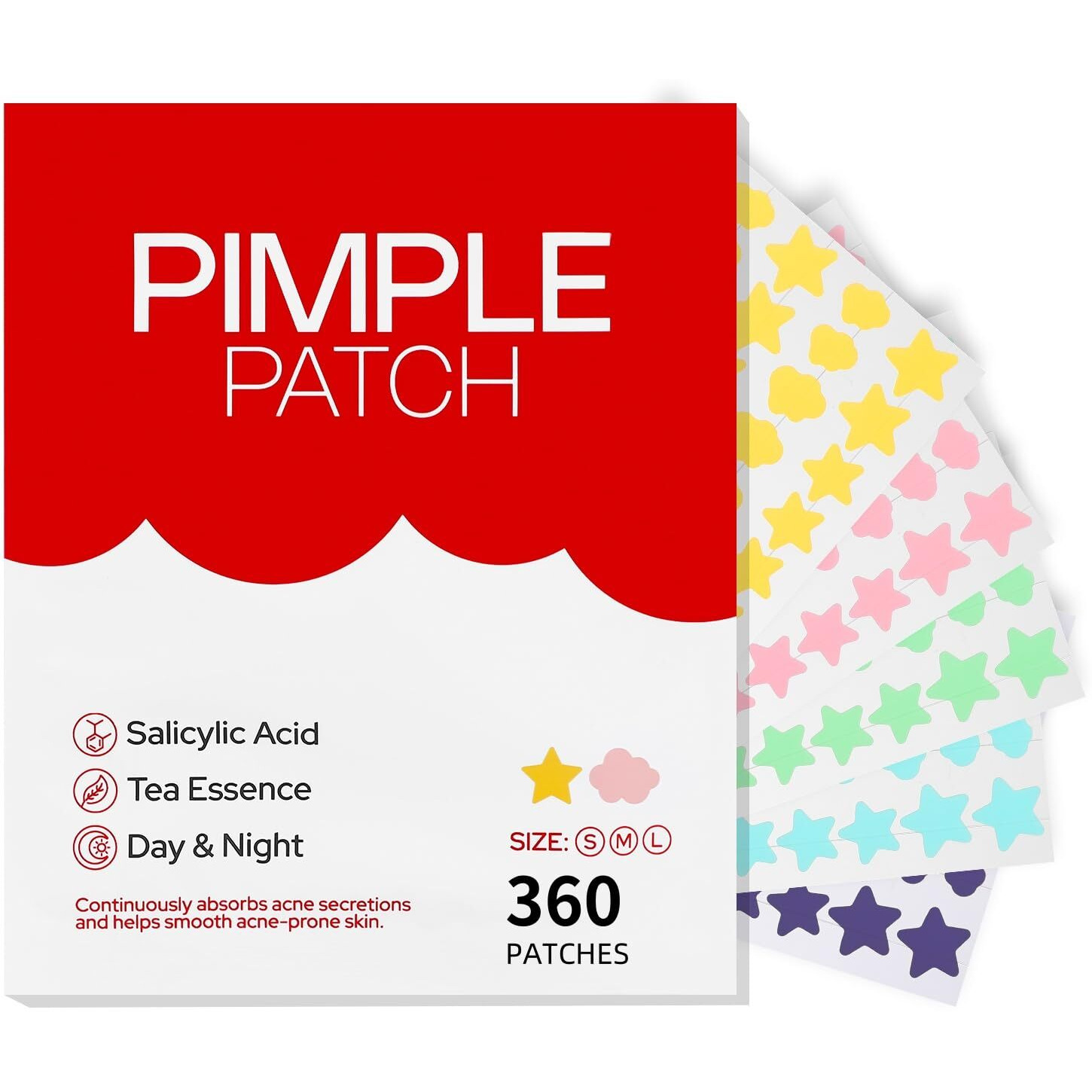 Hloes Pimple Patches For Face 360Pcs, Hydrocolloid Acne Patches For Covering Zits And Blemishes, Cute Star Pimple Patches, Facial Skin Care Products.