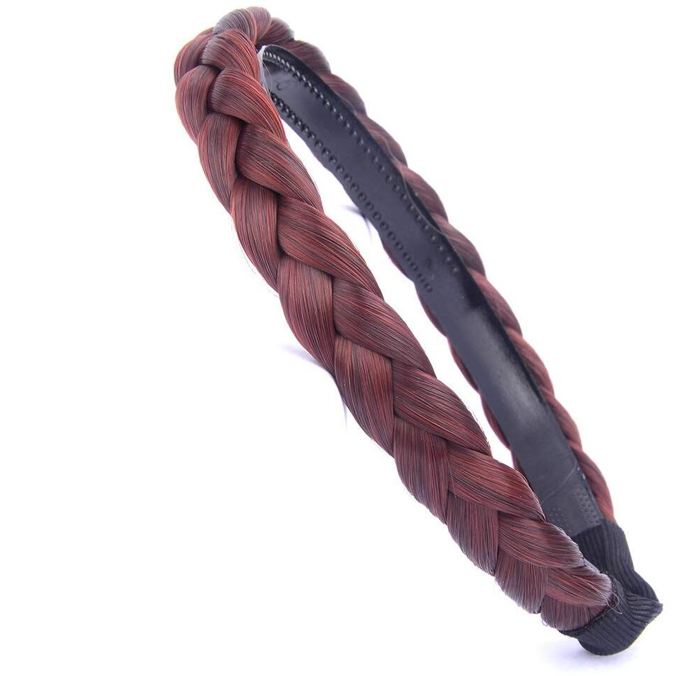 Oplira Braided Headband With Teeth Braids Hairband With Tooth Synthetic Hair Band Plaited Hairband For Women (Burgundy-0.6 Inches)