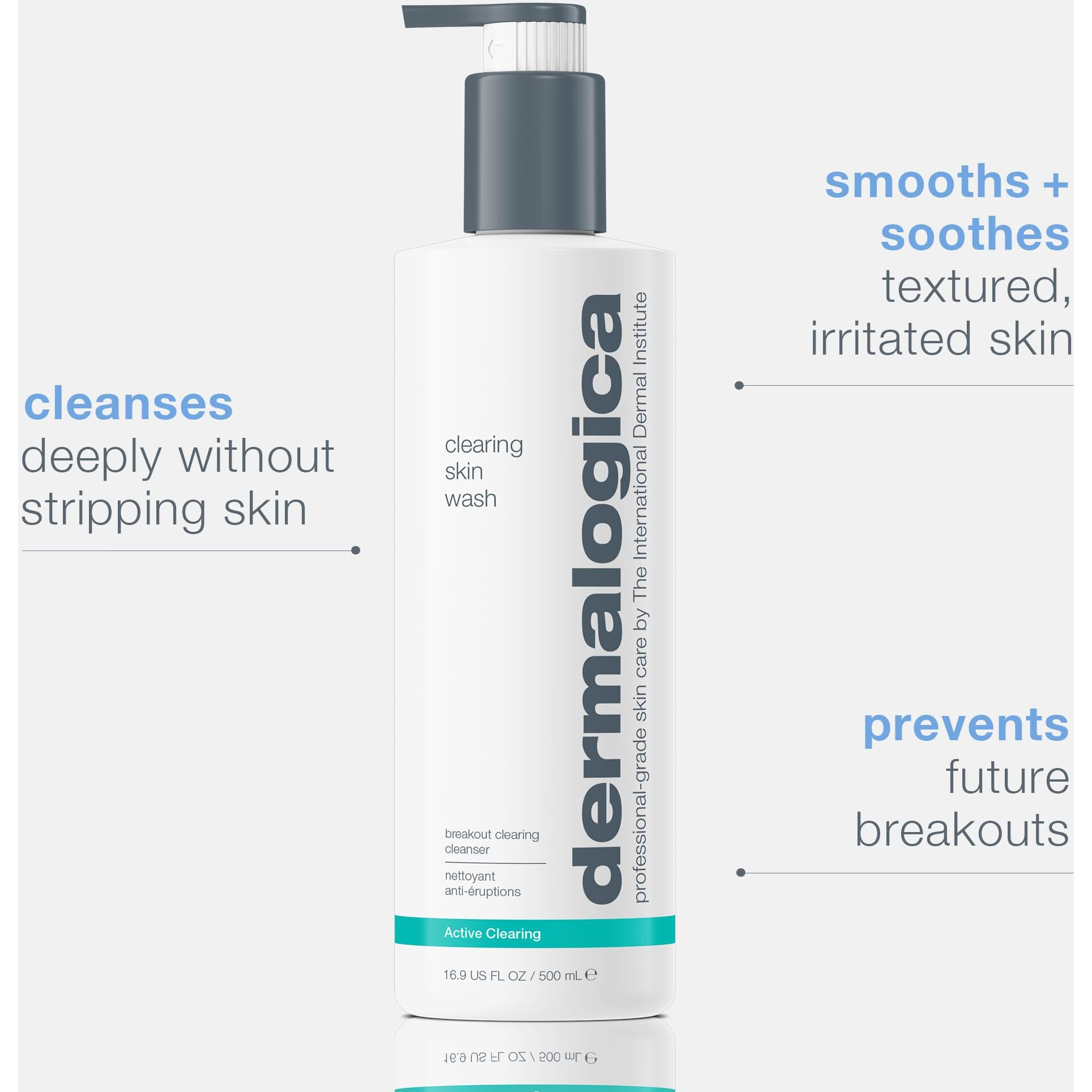 Dermalogica Clearing Skin Wash (16.9 Fl Oz) Anti-Aging Acne Face Wash - Natural Breakout Clearing Foam With Salicylic Acid And Tea Tree Oil