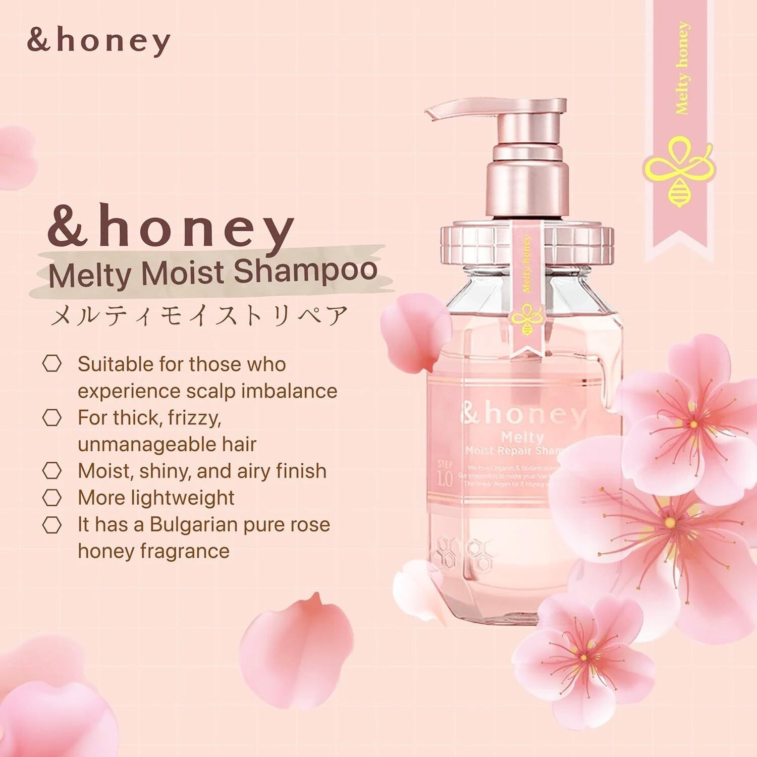 &Honey Melty Moist Repair Shampoo, Treatment & Hair Oil Set + Free Hair Tie