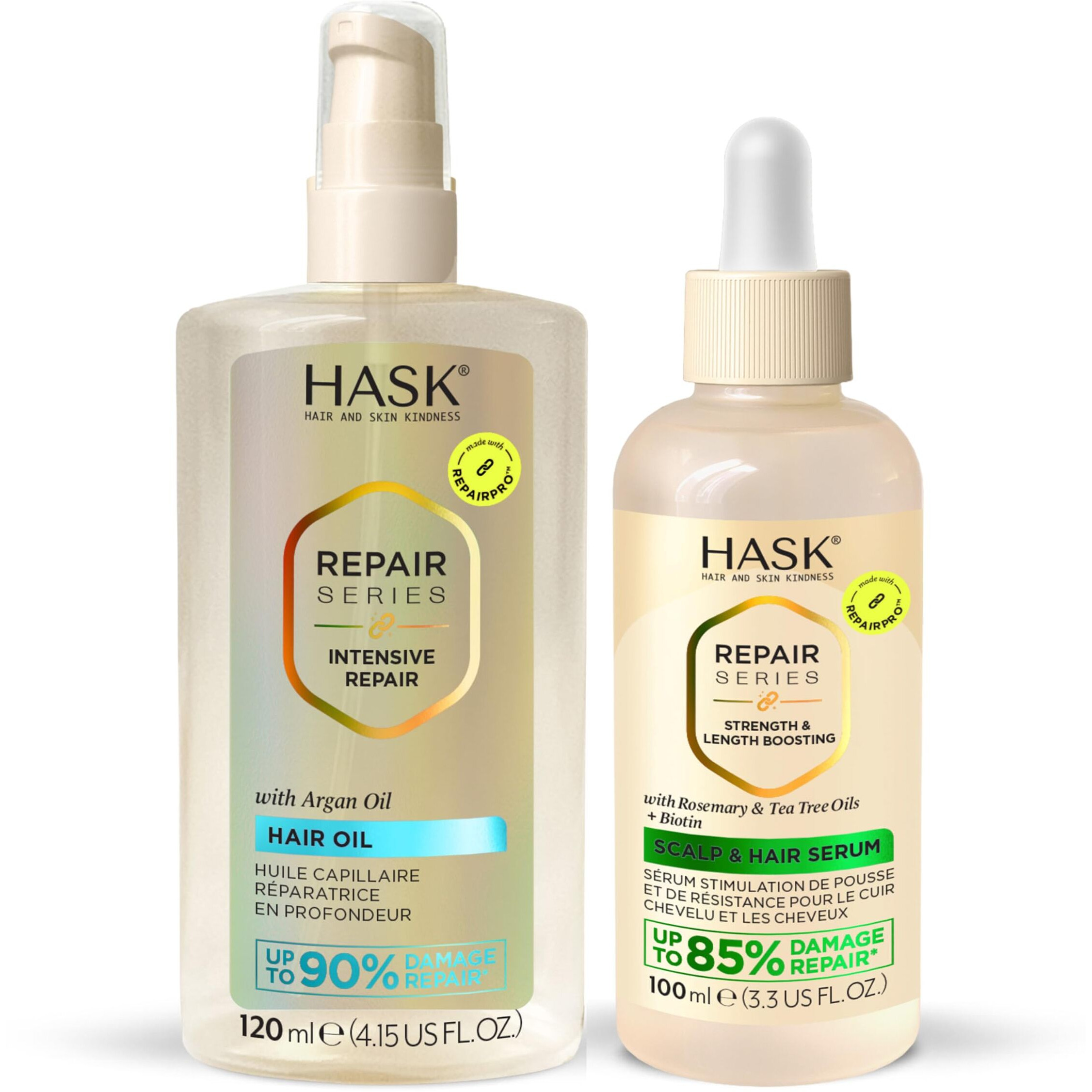 Hask Intensive Repair Hair Oil & Strength & Length Boosting Scalp And Hair Serum - Repairs Damage, Strengthens, Adds Shine & Moisture, Prevents Breakage, Sulfate-Free, Cruelty-Free