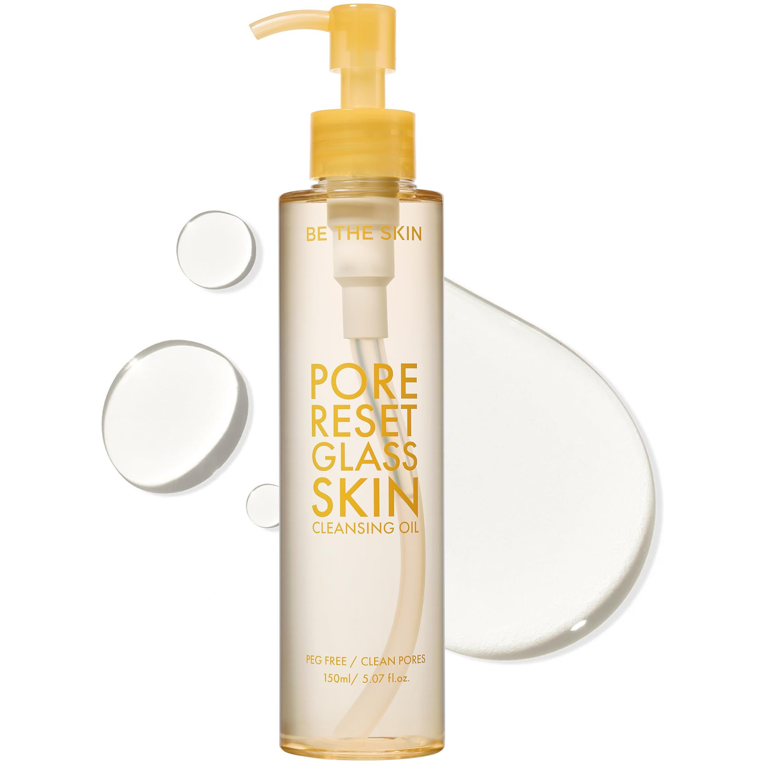 Be The Skin Pore Reset Glass Skin Cleansing Oil - Gentle Makeup Remover Oil For Glass Clear Skin With Plant-Derived Oils - Removes Sebum And Blackheads - For All Skin Types, 5.07 Fl.Oz.