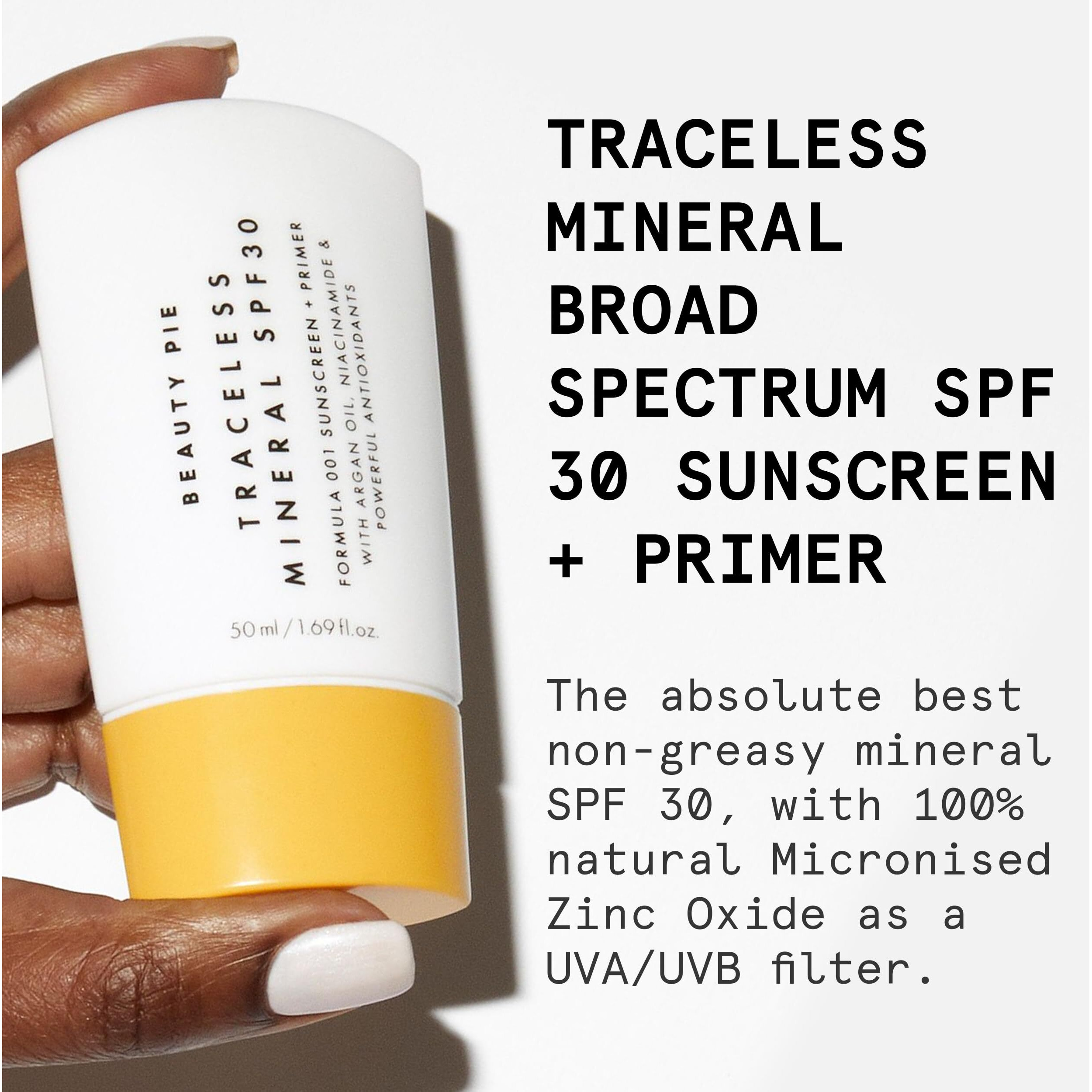 Beauty Pie Traceless Mineral Sunscreen + Primer Spf  30, 1.69  Fl  Oz (50  Ml) - Invisible Mineral Protection With Niacinamide, Argan Oil & Antioxidants