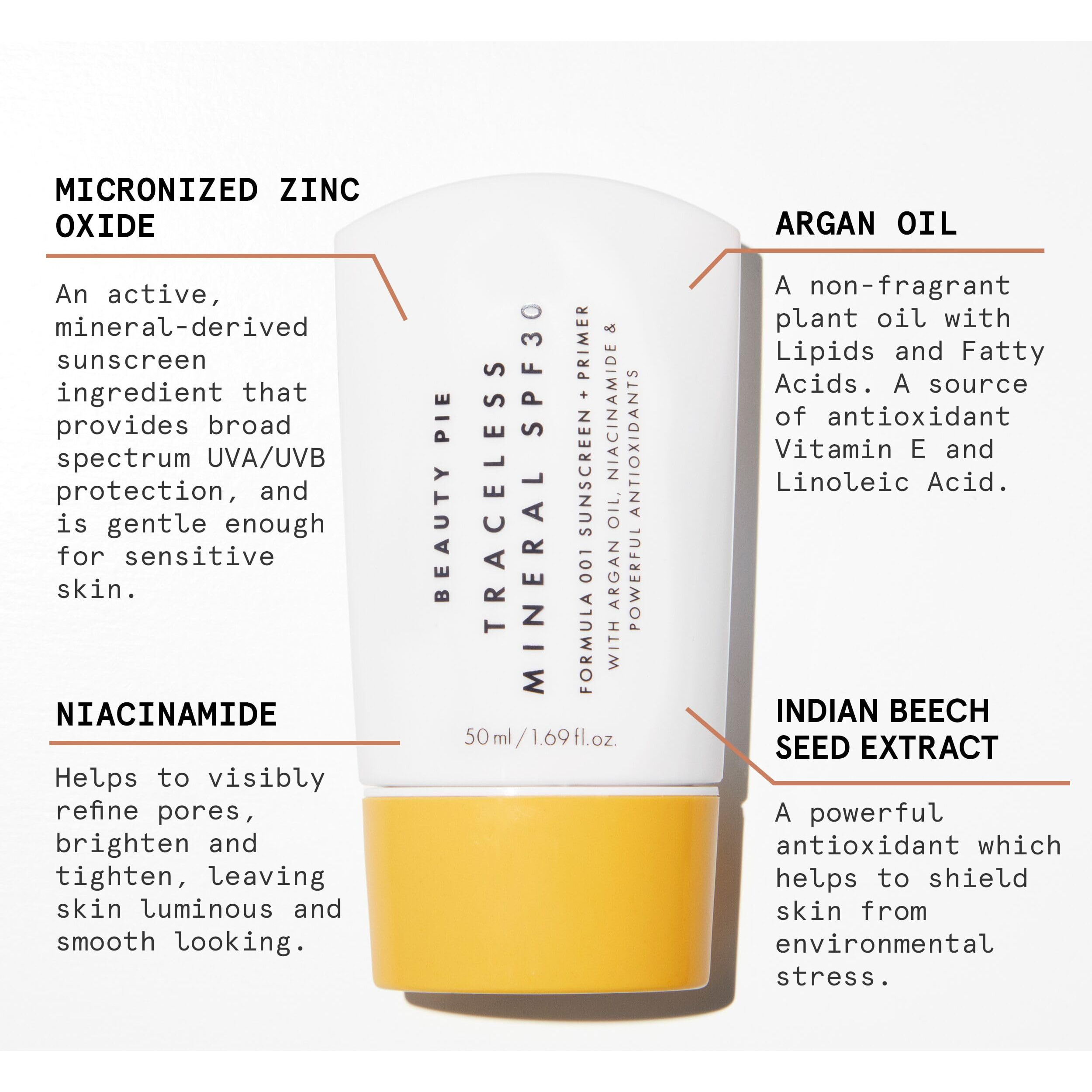 Beauty Pie Traceless Mineral Sunscreen + Primer Spf  30, 1.69  Fl  Oz (50  Ml) - Invisible Mineral Protection With Niacinamide, Argan Oil & Antioxidants