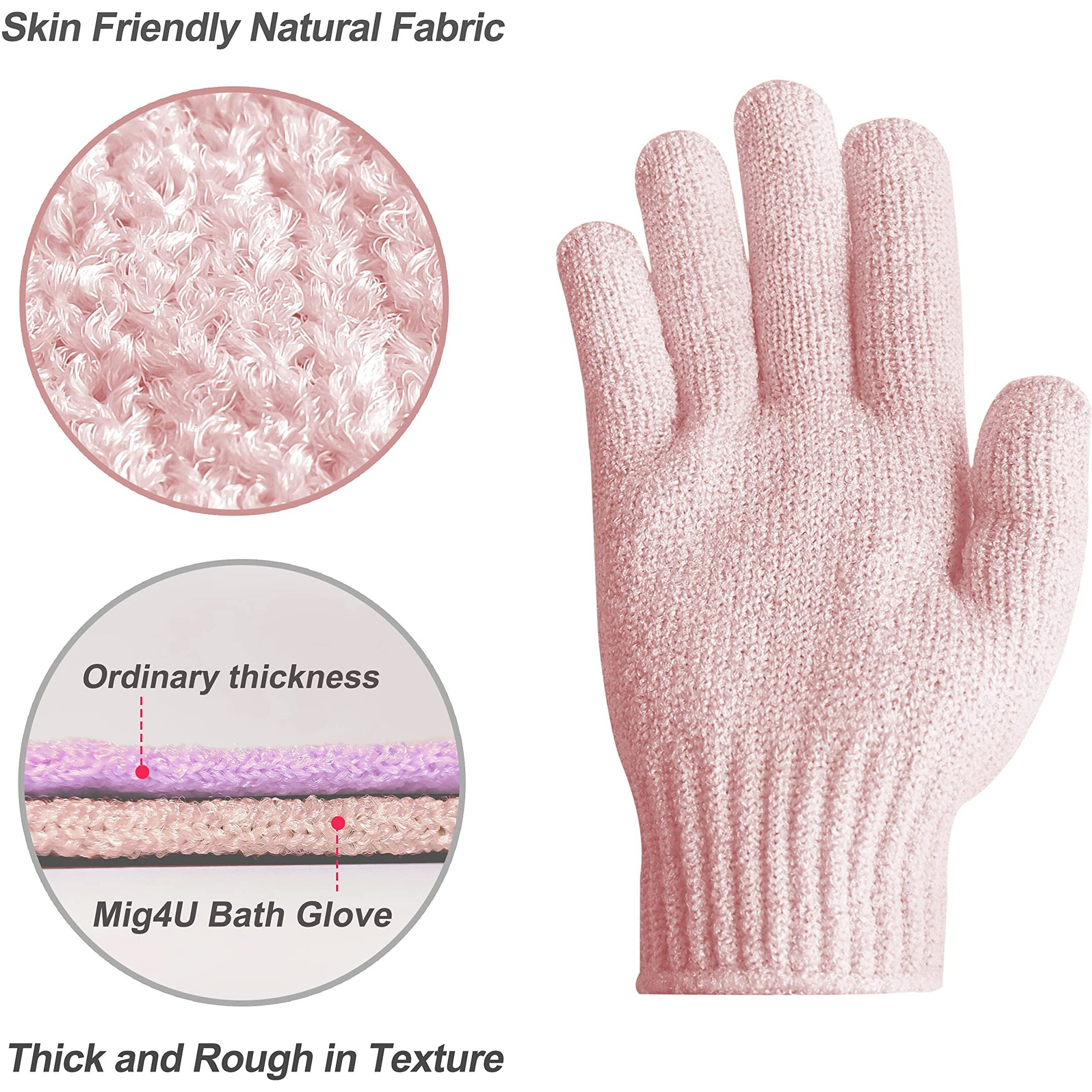 Mig4U Shower Scrub Gloves Exfoliating For Women And Men Medium To Heavy Bathing Remove Dead Skin Body Beauty Sponge Loofah Deep Cleansing Bulk 5 Pairs (5 Pairs, 5 Colors)