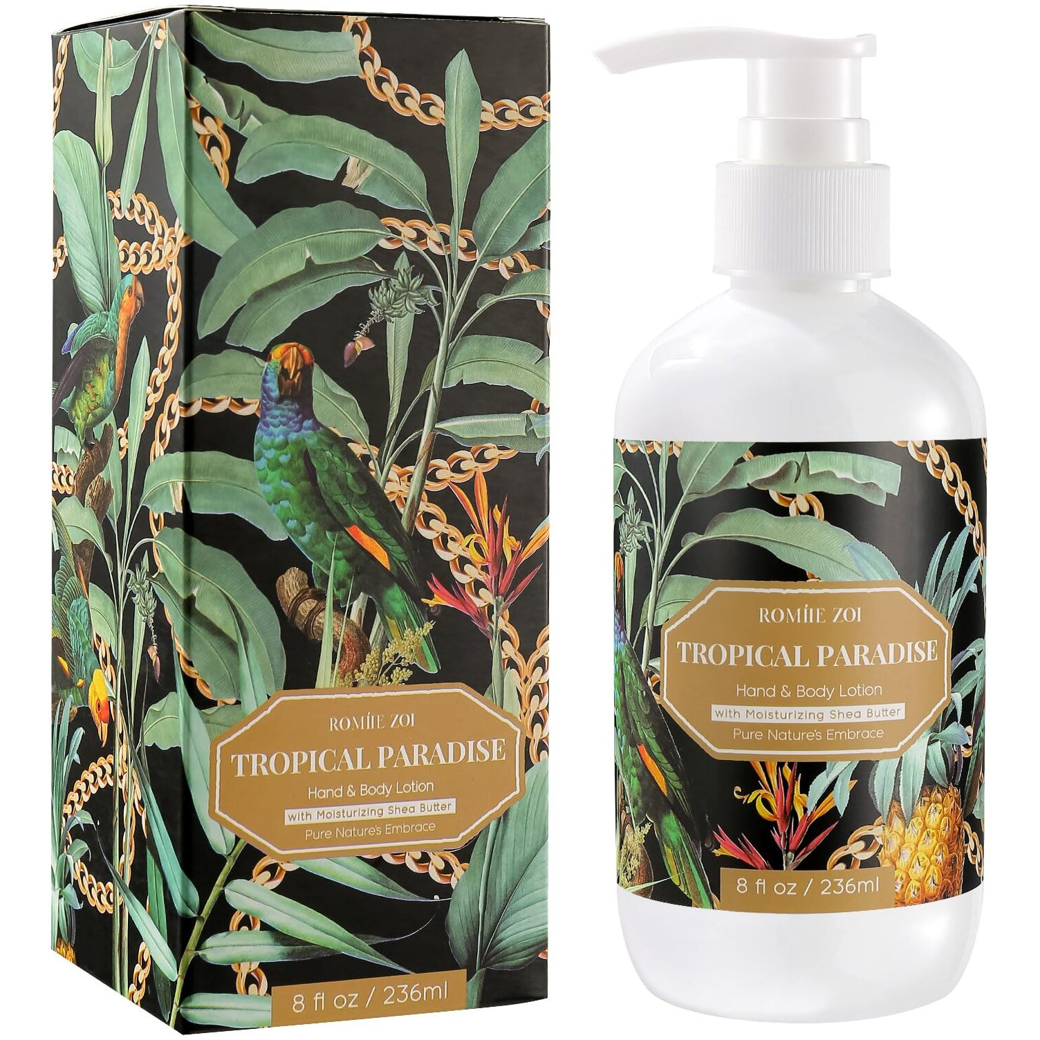 Romiie Zoi Daily Hand & Body Lotion With Moisturizing Shea Butter For All Skin Type- Tropical Paradise - 236 Ml / 8 Fl Oz