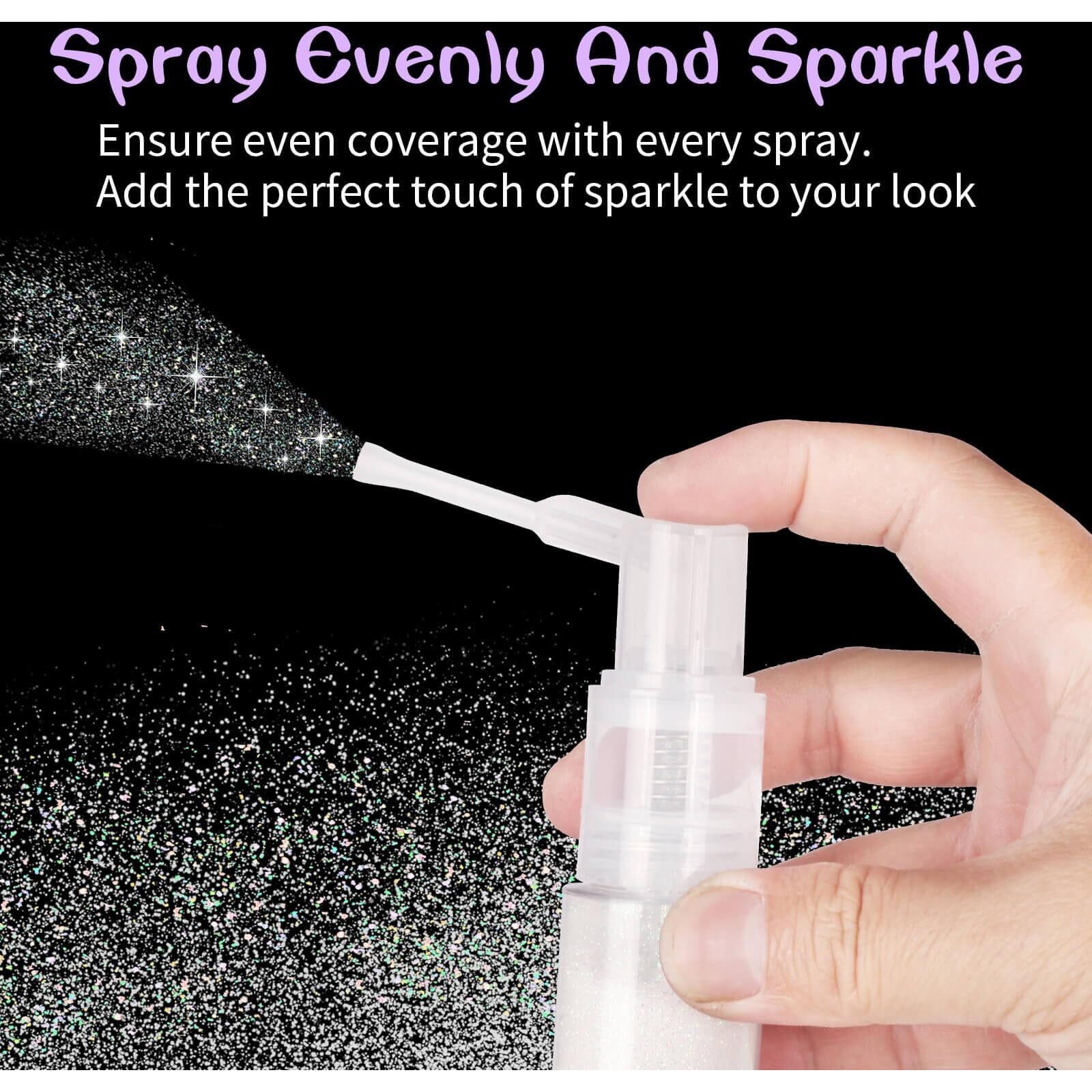 Meicoly White Hair And Body Glitter Spray,25G/0.88Oz,Shinny Sparkle Glitter Spray For Clothes,Loose Shimmer Hairspray For Festival Rave Makeup/Stage Performance,Lightweight