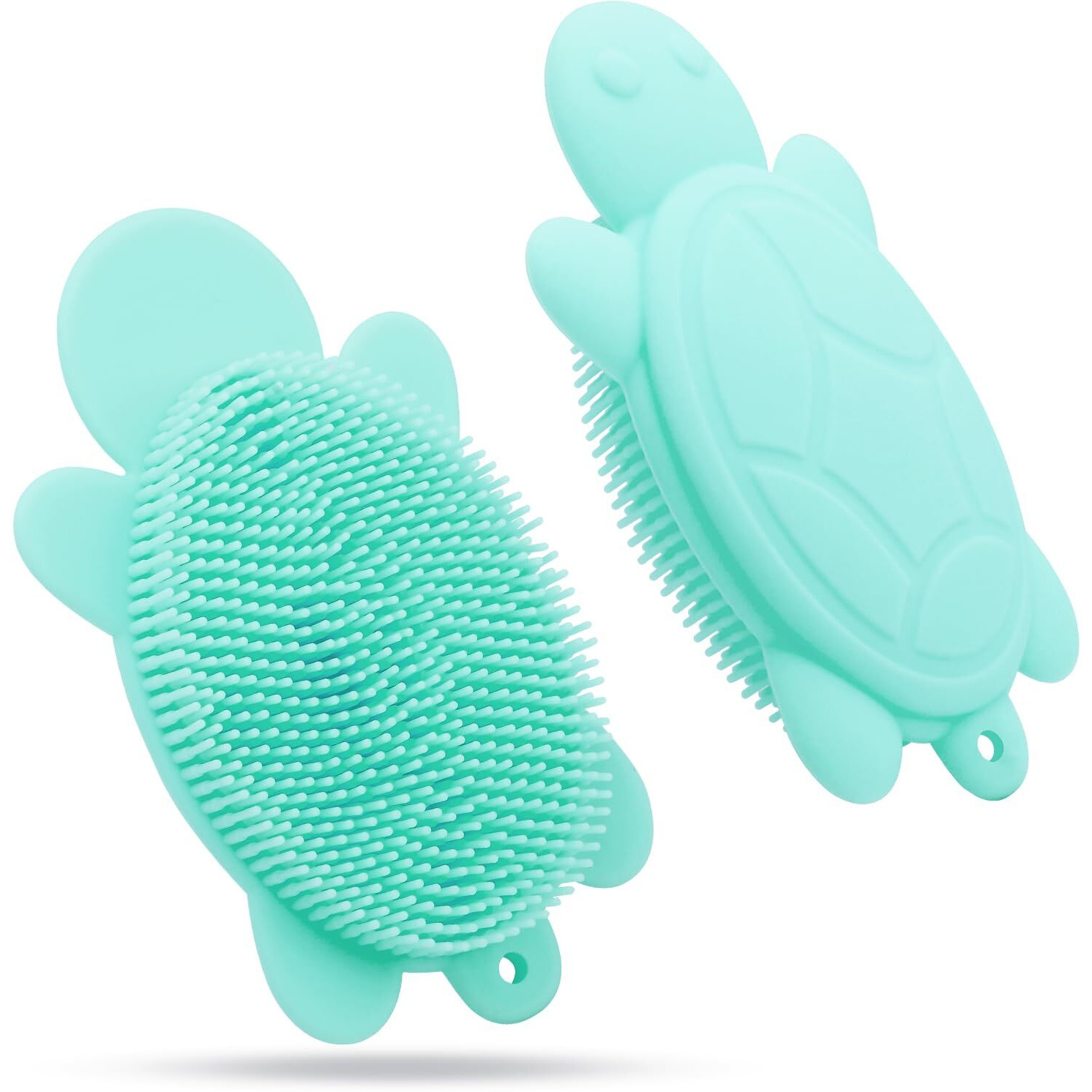 Jsyutyuz Soft And Gentle Silicone Body Scrubber, Pure Silicone Turtle Shaped Shower Brush Easy To Clean Exfoliating Bath Brush Suitable For Boys And Girls(Mint)