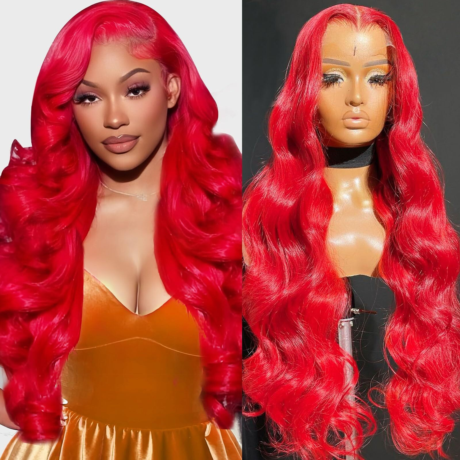 Aay 30 Inch Red Human Hair Wig 200 Density Body Wave 13X4 Hd Lace Front Wigs Human Hair Pre Plucked With Baby Hair Colored Lace Frontal Wig Red Glueless Real Hair Wigs For Women