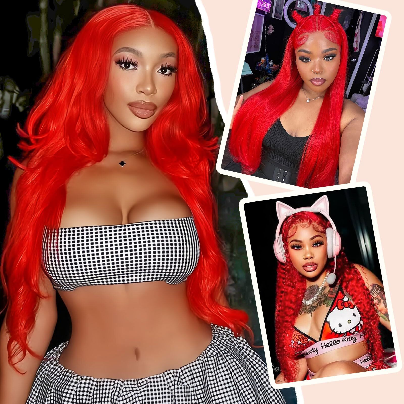 Aay 30 Inch Red Human Hair Wig 200 Density Body Wave 13X4 Hd Lace Front Wigs Human Hair Pre Plucked With Baby Hair Colored Lace Frontal Wig Red Glueless Real Hair Wigs For Women