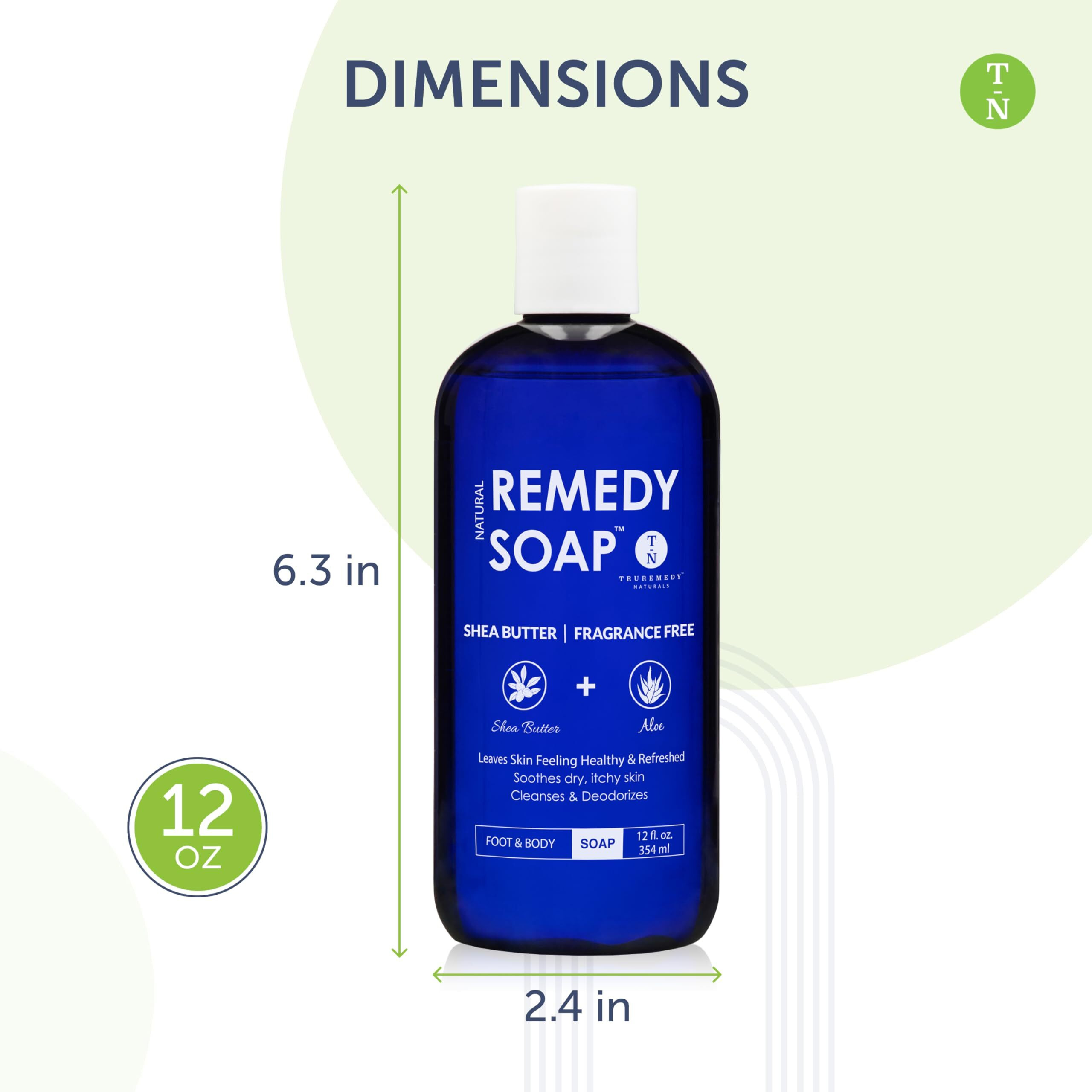 Truremedy Naturals Shea Butter - No Fragrance Body Wash For Men And Women - Hydrating And Soothing Shower Gel Rosemary, Jojoba, Aloe - 12 Oz - Moisturizes