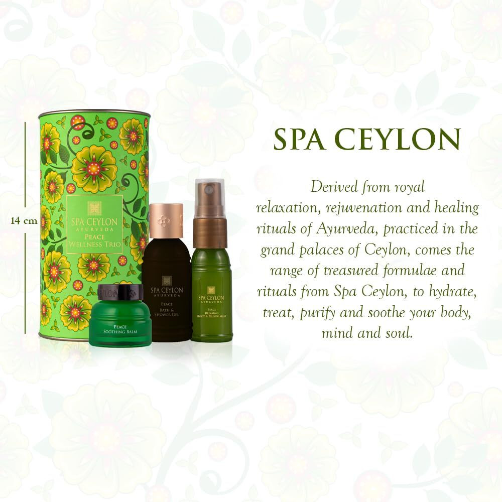 Spa Ceylon Peace Wellness Trio Set | Spa Essentials | Body Care | Ayurvedic | Natural Ingredients | Pampering Kit | Gifting