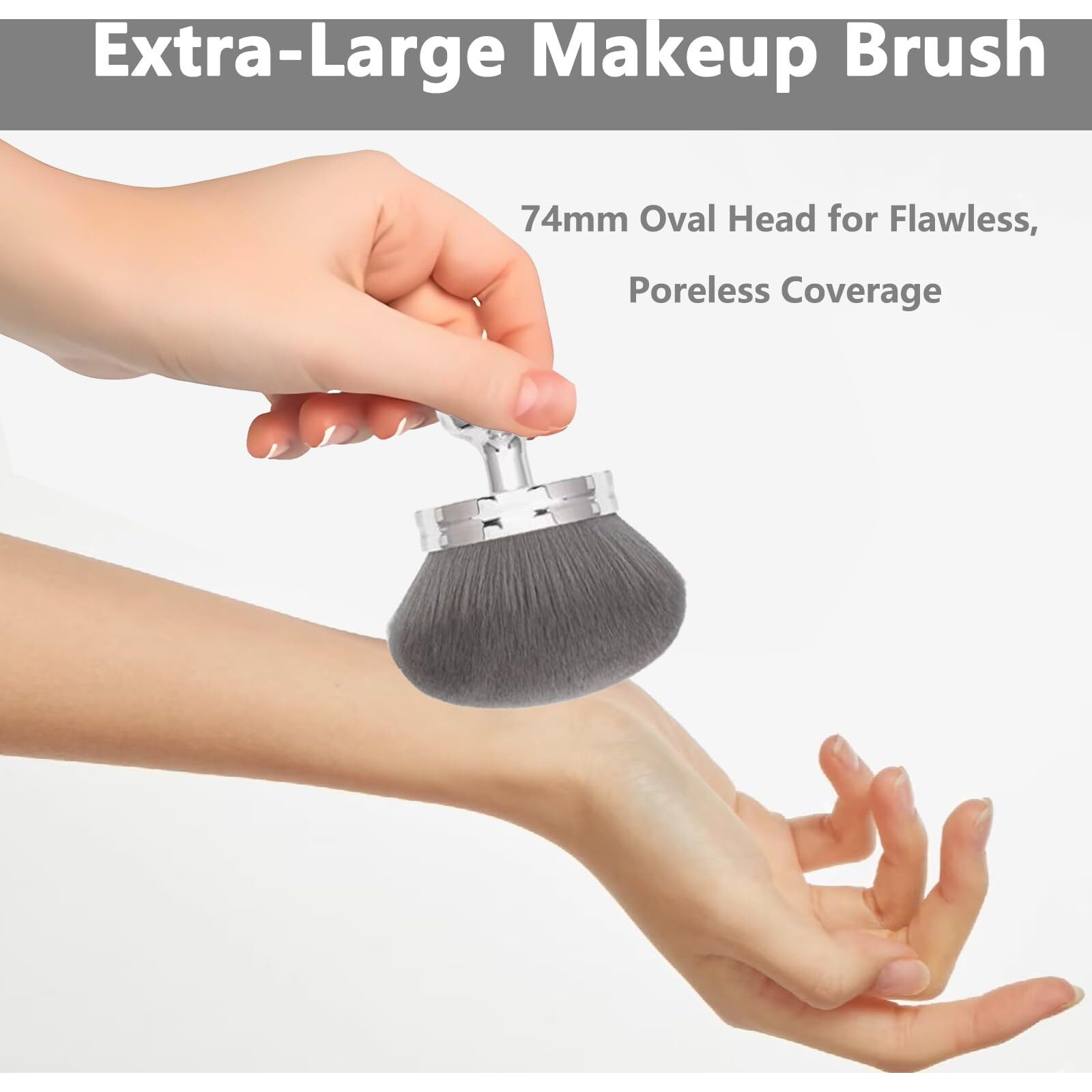 Body Makeup Brush Extra Large Oval Self Tanning Brush Multipurpose 74Mm Wide-Headed Self Tanner Kabuki Sunscreen Brush For Legs Body Sunless Tan Streak Free Applicator(Sliver)