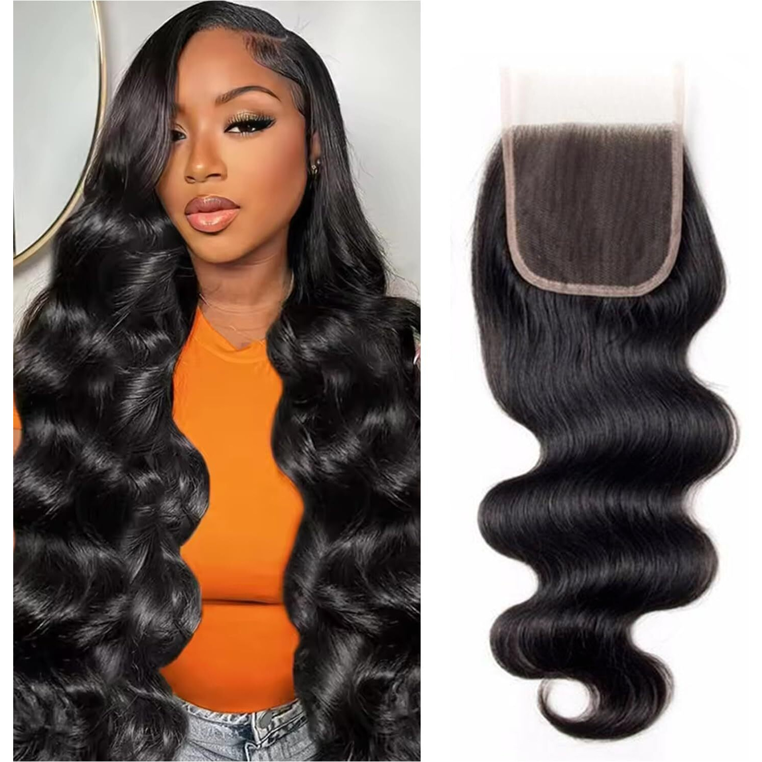 Ddodla Transparent Hd Lace Closure Body Wave Human Hair Closure 4X4 12A Brazilian Virgin Hair Pre Plucked Lace Closure Human Hair Natural Black