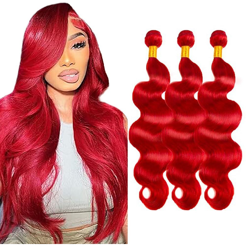 Red Human Hair Bundles Body Wave Bundles 34 34 34 Inch Unprocessed Brazilian Virgin Remy Hair 3 Bundles Burgundy Body Wave Human Hair Extensions