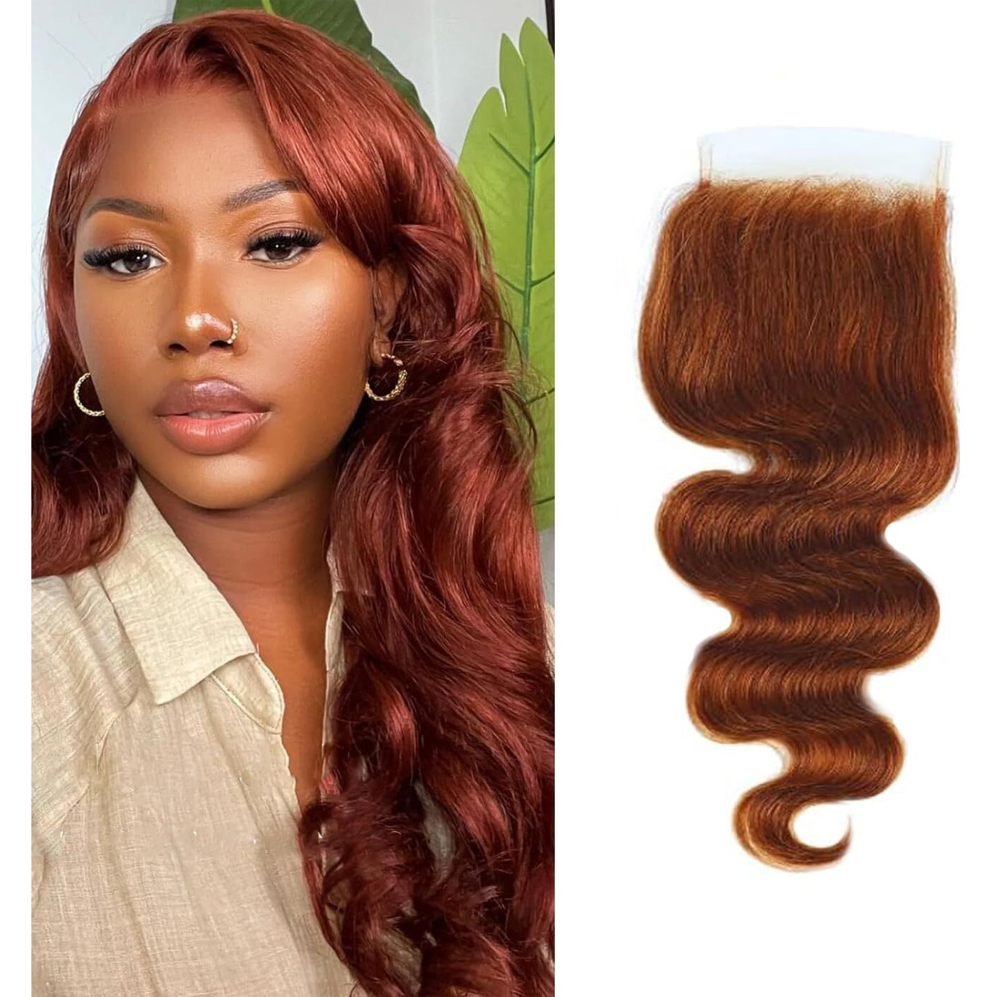 Reddish Brown Body Wave 5X5 Closure 100% Human Hair 5X5 Lace Closure Free Part 10A Brazilian Virgin Remy Hair Pre Plucked With Baby Hair 33B Color 16 Inch