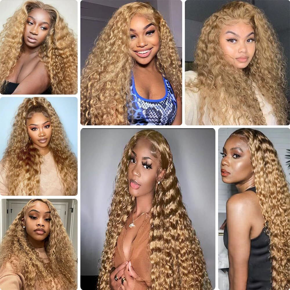 Honey Blonde Bundles Human Hair Color 27 Body Wave Bundles Brazilian Virgin Human Hair 20 22 24 Inch Blonde Deep Wave Bundles Double Weft Color 27 Hair Extensions