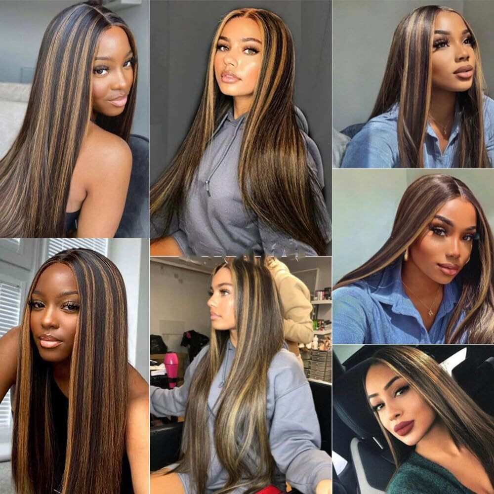 Vinmdonm Highlight P1B30 Human Hair Bundles Ombre Brown Body Wave 3 Bundles 24 24 24 Inch Two Tone Black Mixed With Brown Bundle