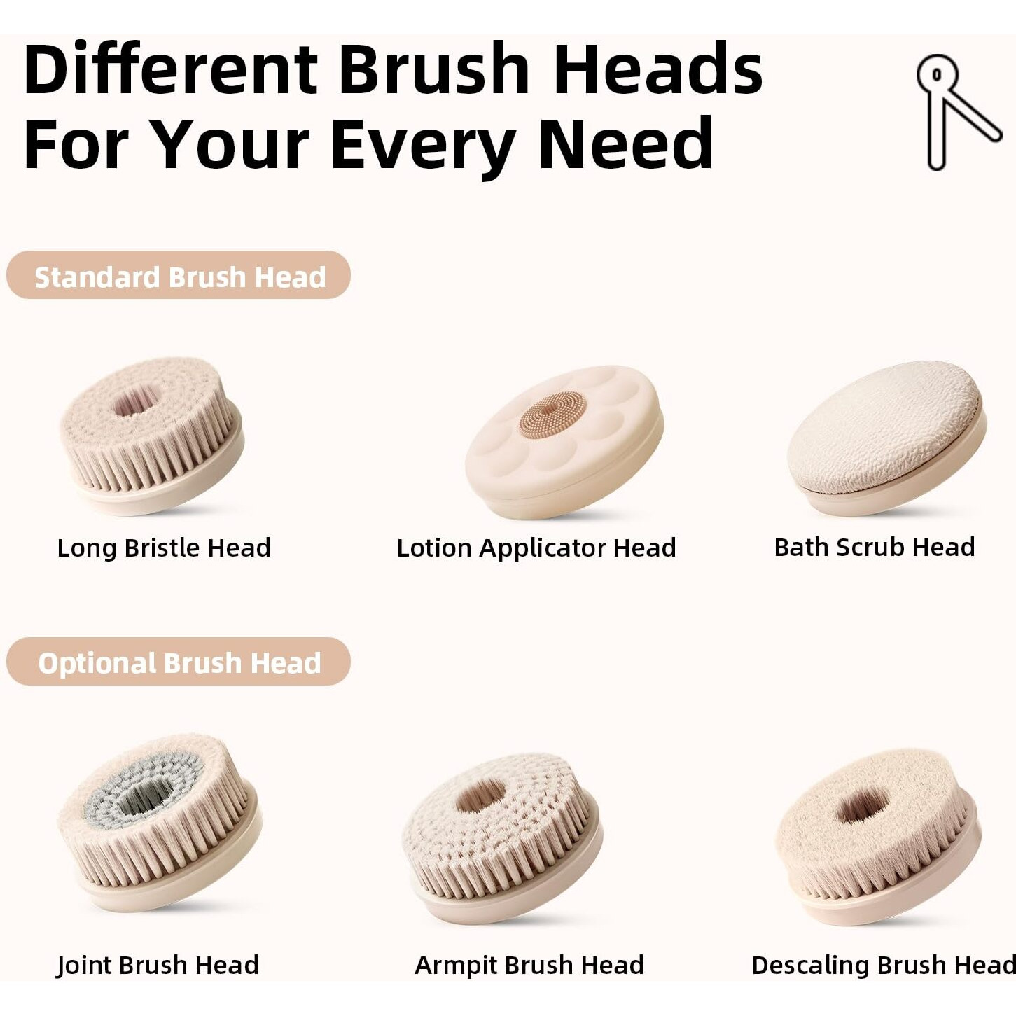 Oh,Xiyu. Electric Body Brush Bath Brush Head - Long Bristle Head, Chrysanth Pink, Only Suitable For Oh,Xiyu. Xy1 Electric Bath Brush