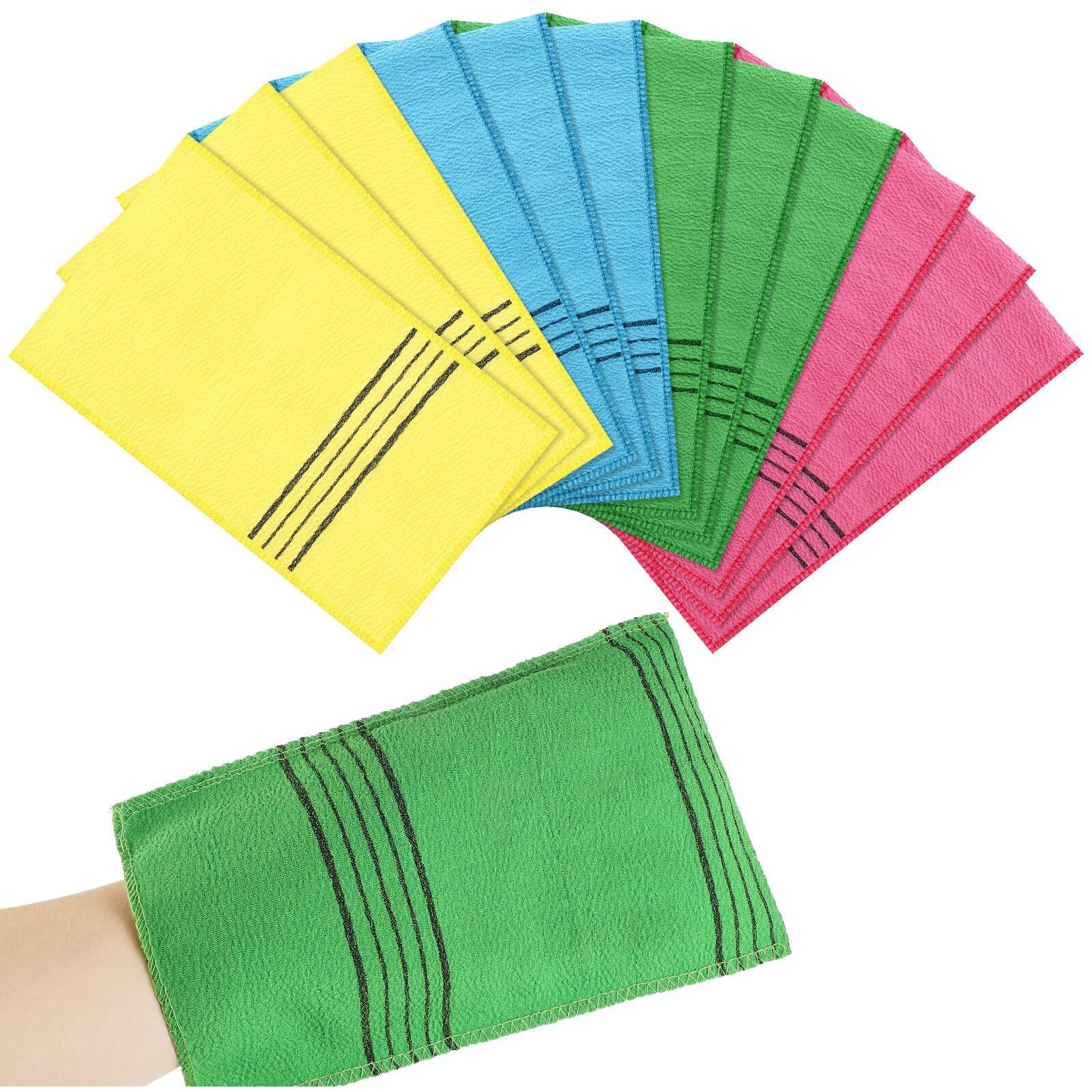 12 Pcs Exfoliating Washcloth, Korean Exfoliating Mitt Colorful Korean Exfoliating Cloth Large Size Exfoliating Body Scrubber For Removing Dry