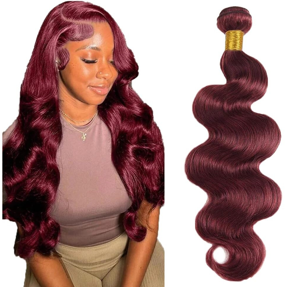99J Burgundy Bundles Human Hair Body Wave Bundles 24 Inch 1 Bundle Unprocessed Brazilian Virgin Hair Wine Red Body Wave Human Hair Extensions