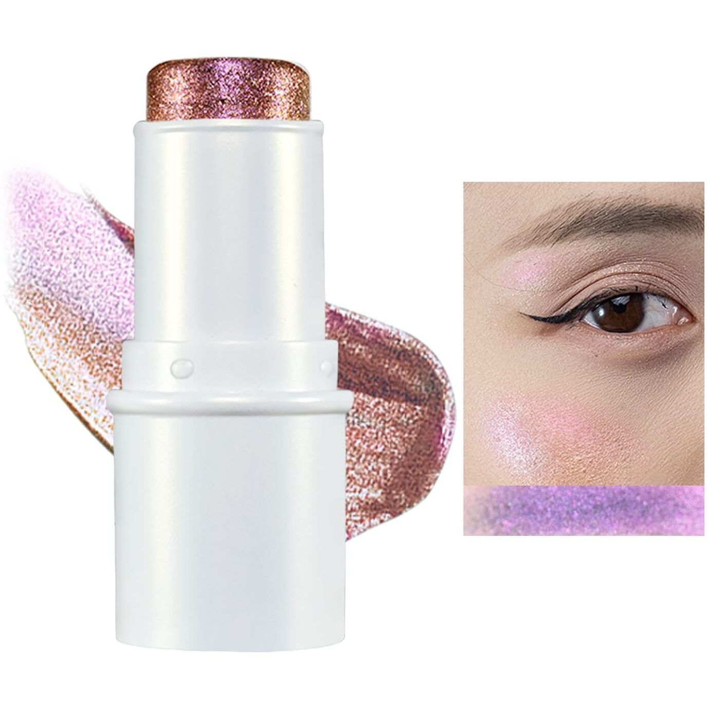 Jur Mornier Multichrome Eyeshadow Stick,8 Colors Contour Highlighter Stick Makeup Collection,3 In 1 Eye Blush Ande Lip Highlighter Makeup For Face And Body 07