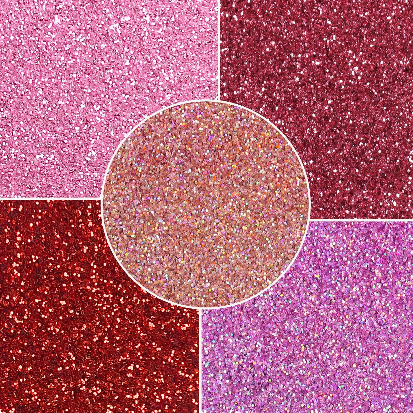 Marblers Cosmetic Grade Fine Glitter 5-Pack [Pink Vibe] 0.90Oz (25G) | Non-Toxic | Vegan | Cruelty-Free | Eyeshadow, Nail Polish, Nail Art | Festival, Rave & Party Makeup | Body & Face