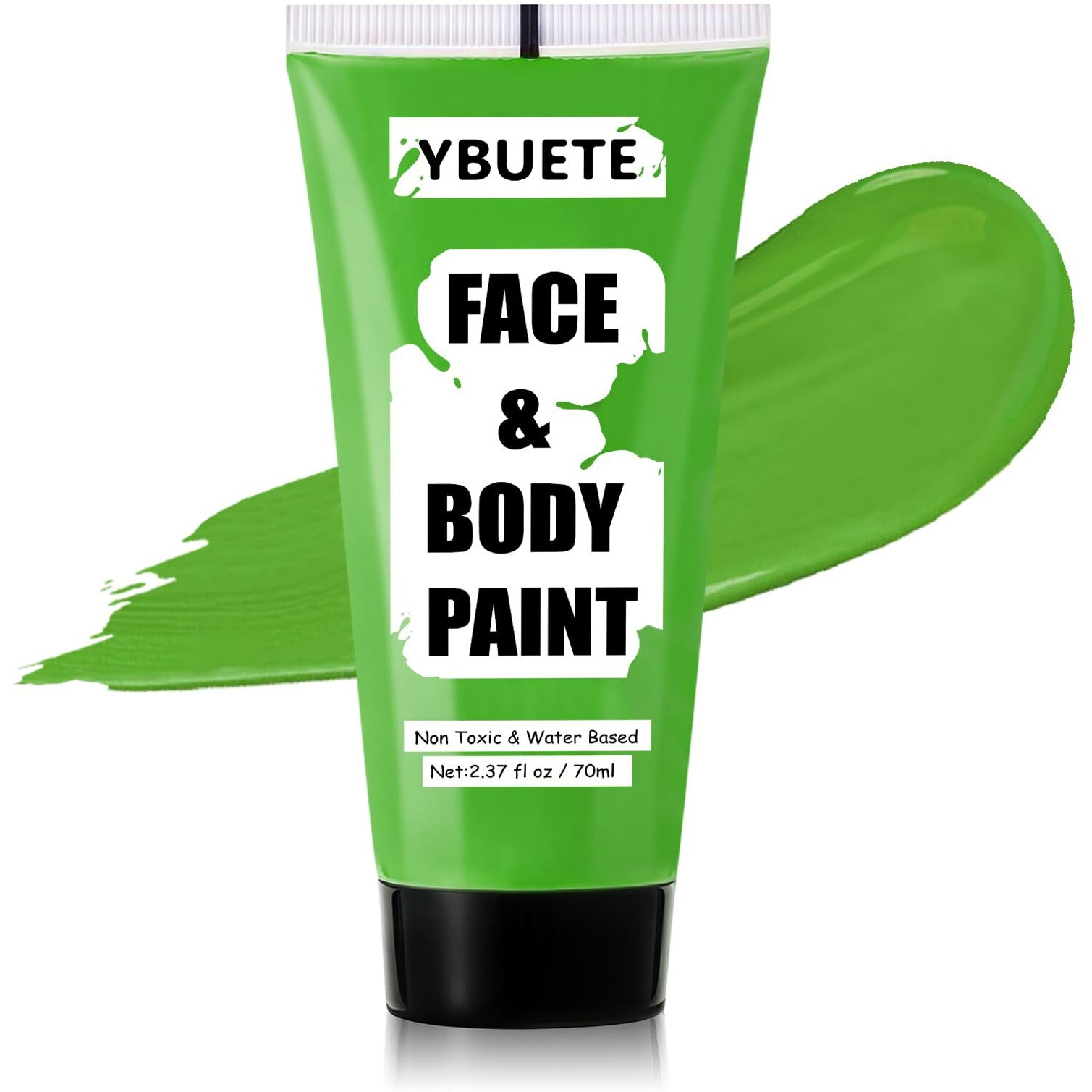 Ybuete Light Green Water Based Face Body Paint For St. Patricks Day,2.37 Oz Large Tube Full Coverage Face Paint For Cosplay Monster Hulk Witch,Washable Green Body Painting Adult Halloween Sfx Makeup