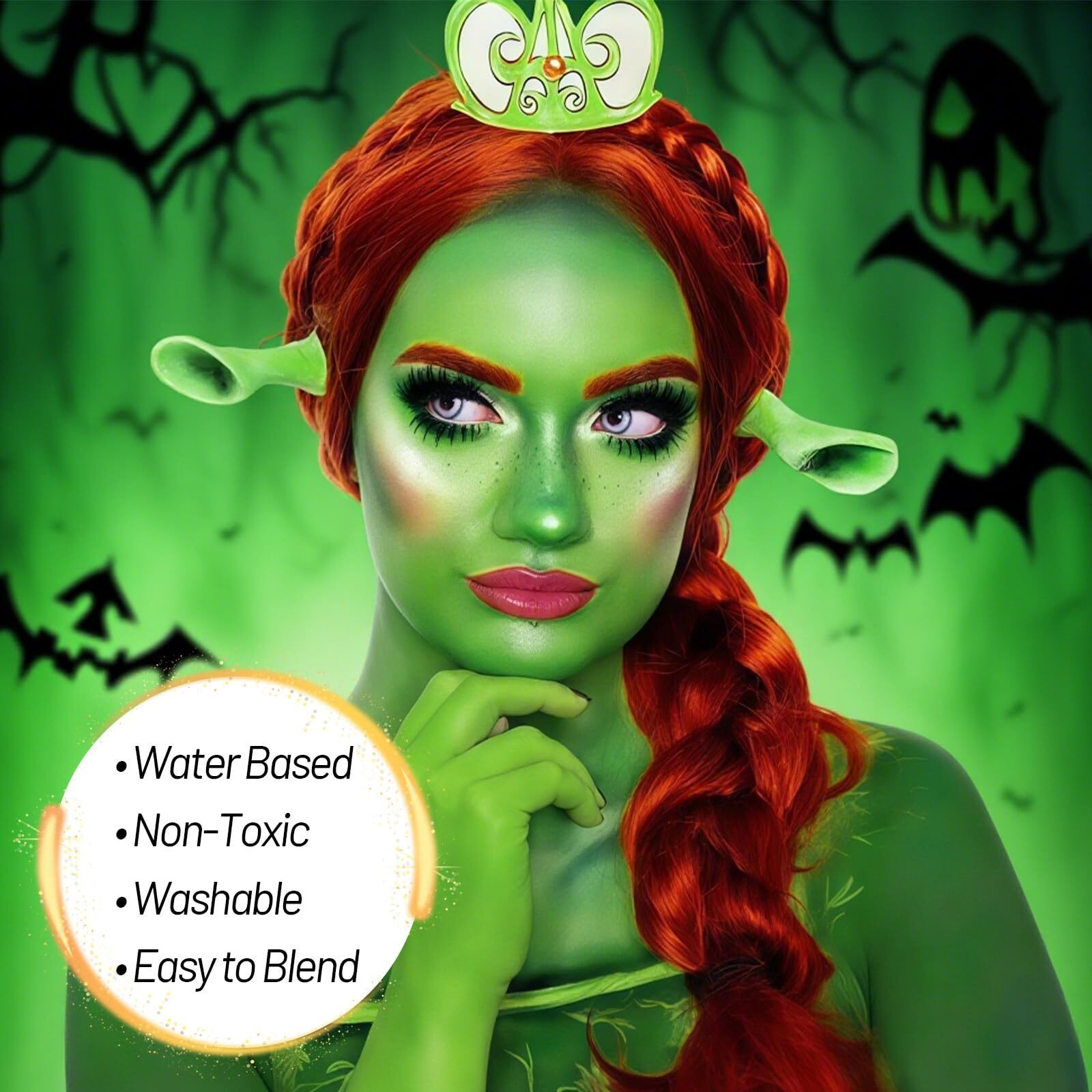 Ybuete Light Green Water Based Face Body Paint For St. Patricks Day,2.37 Oz Large Tube Full Coverage Face Paint For Cosplay Monster Hulk Witch,Washable Green Body Painting Adult Halloween Sfx Makeup
