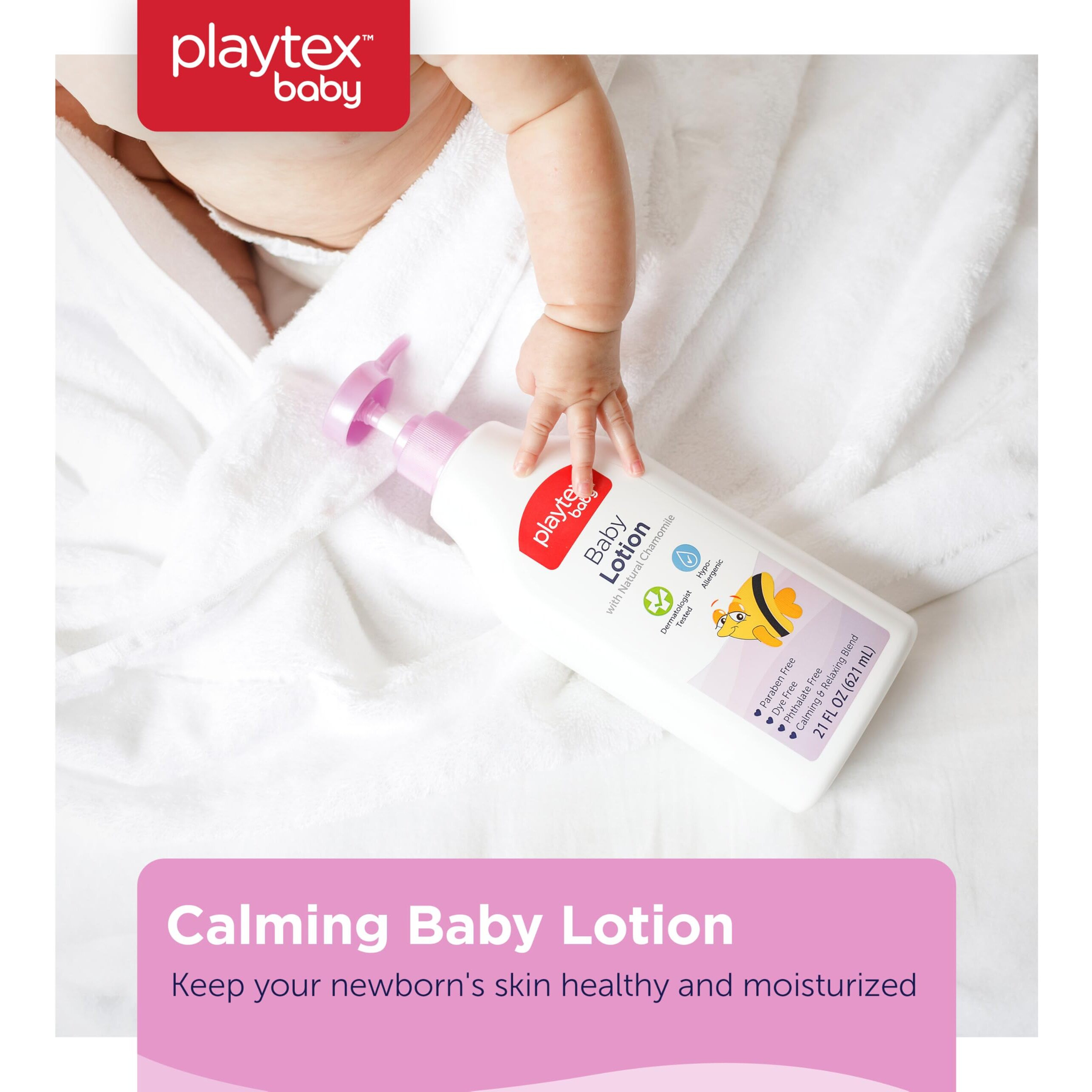 Playtex Baby Lotion, Lavender Chamomile, 21 Oz. Bottle, 3-Pack, Gentle, Moisturizing Formula With A Calming And Relaxing Scent, Free Of Dyes, Parabens And Phthalates