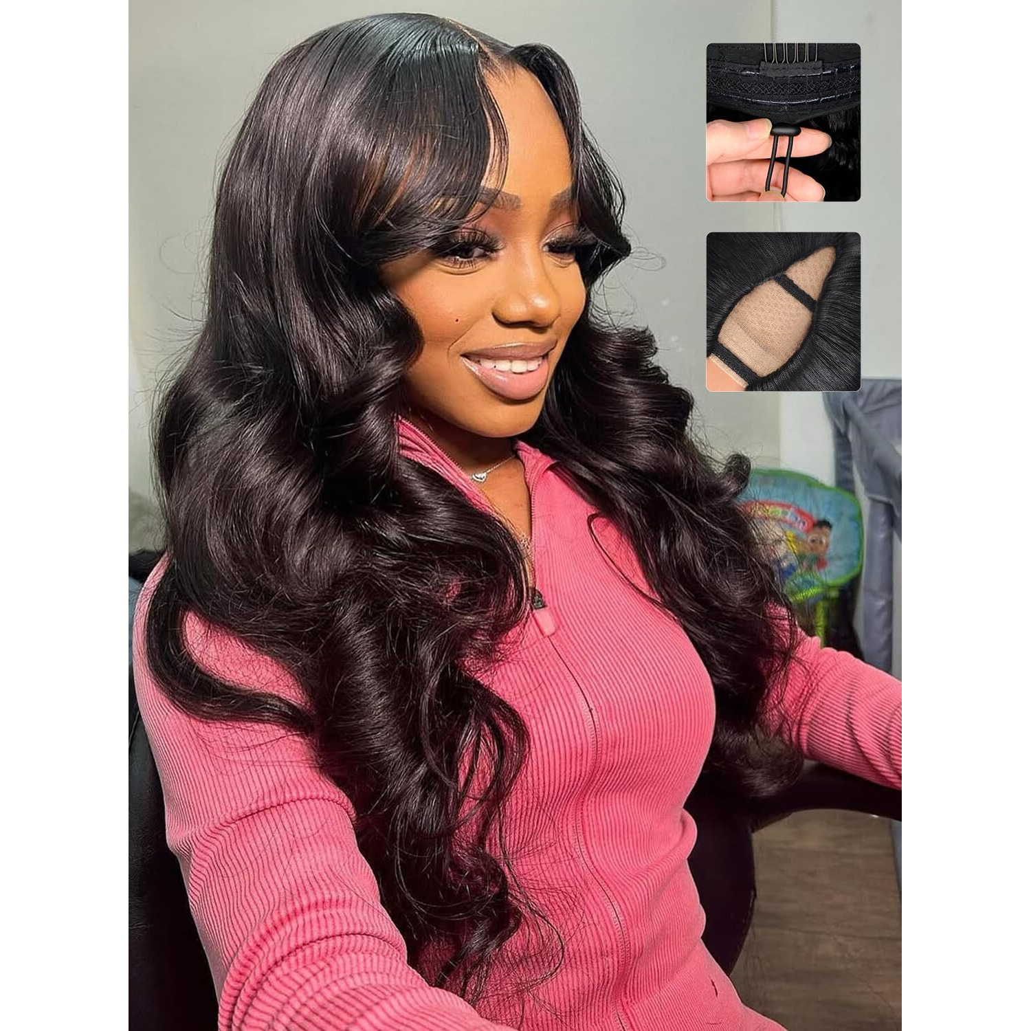V Part Wig Human Hair Body Wave Upgrade Glueless Wigs Human Hair U Part Half Wigs With Clip In Vpart Human Hair Wig Beginner Friendly Real Hair Wigs For Women Nutural Middle Part 180% Density 16Inch