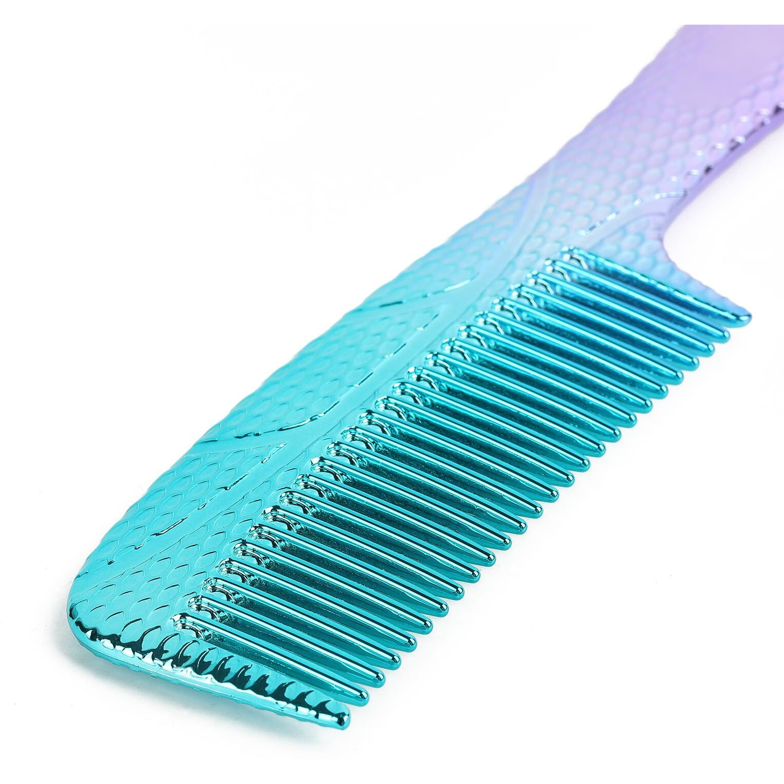 Candybrush Shatterproof Pc Wide Tooth Comb For Thick Hair - Unbreakable Detangler For Women & Teens Travel, Salon Grade Gradient Hair Styling Tool With Lux Pet Case Cyan-Purple