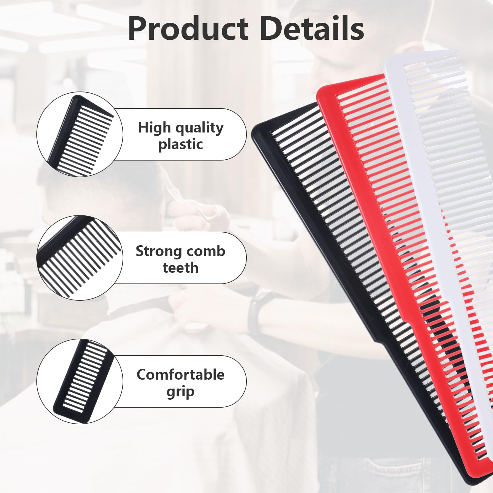 12Pcs Plastic Barber Comb Professional,Colorful Hair Styling Combs For Men Women, Fine Tooth Pack Of Hair Cutting Comb,All Purpose Clipper Combs For Men